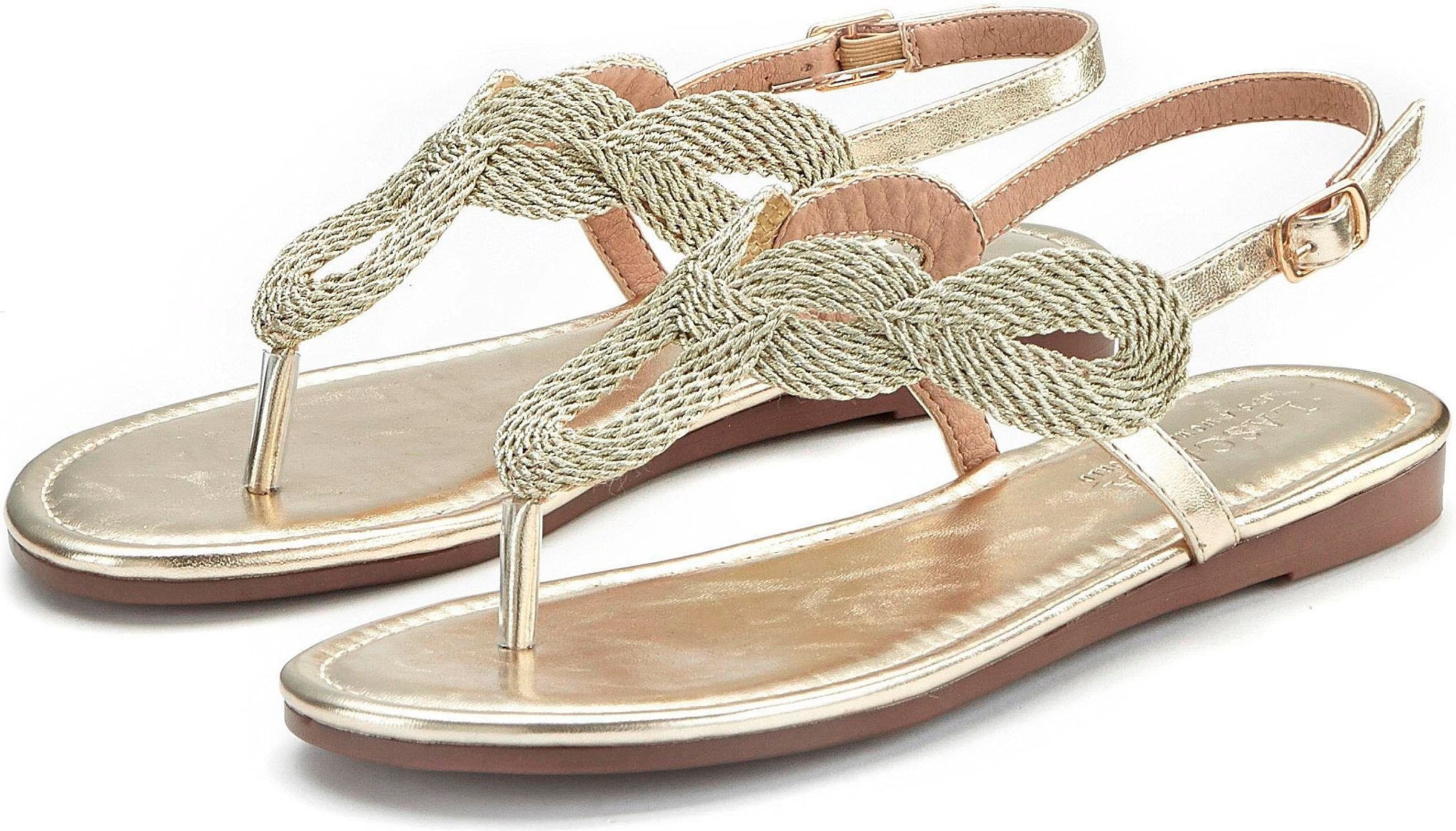 Image of LASCANA Zehentrenner "Sommerschuh, offener Schuh," Sandale, Pantolette im Metallic-Look VEGAN