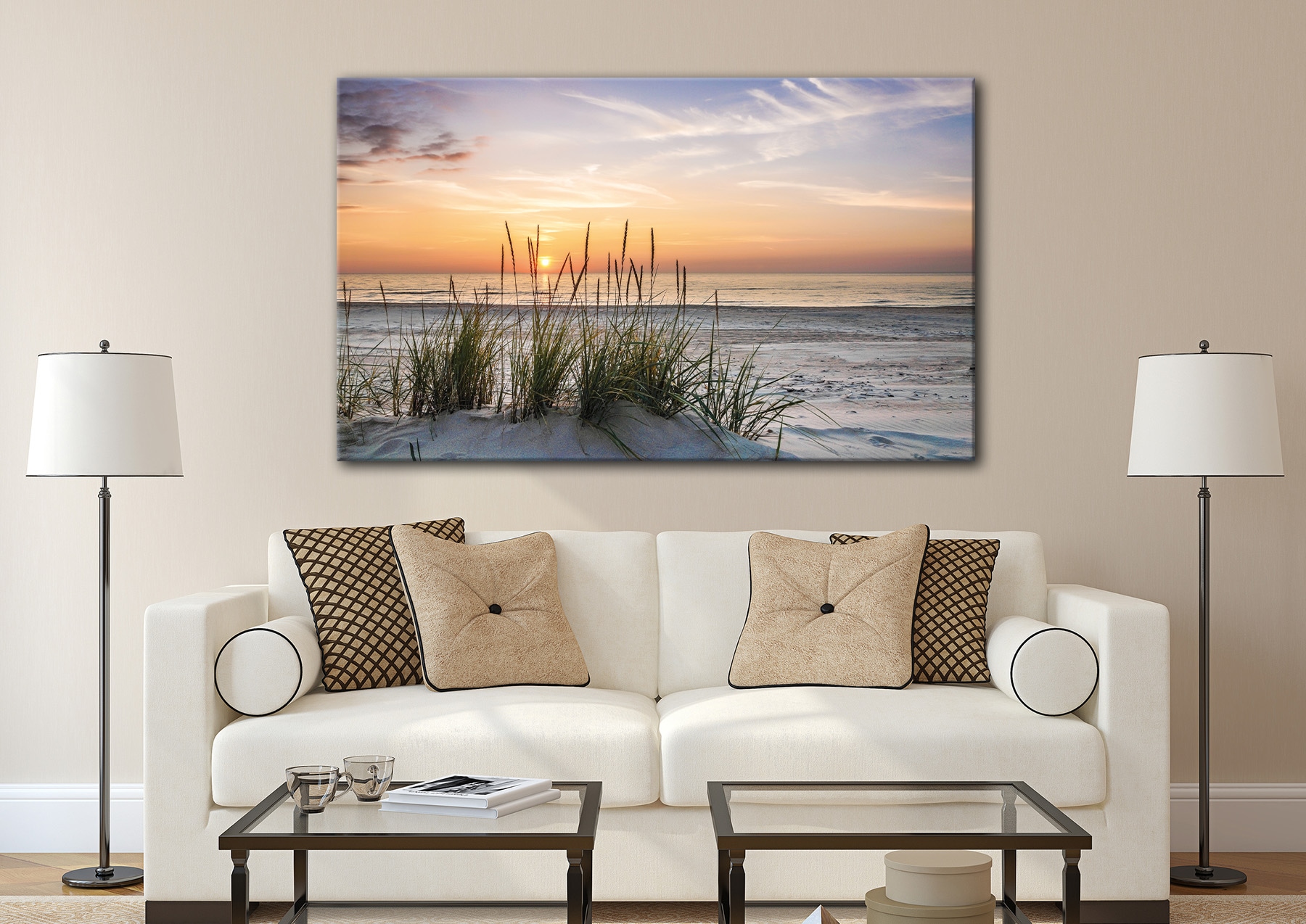 Bönninghoff Leinwandbild »Wandbild SONNENUNTERGANG XXL 90x150 cm – Leinwandbild Keilrahmen Deko« Meer | Sonnenuntergang | Strand 1 Stk. tlg. auf Keilrahmen gespannt