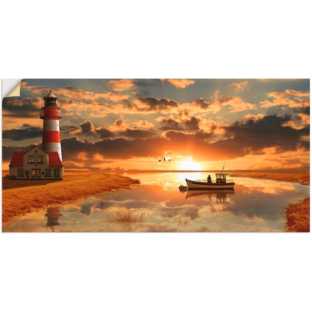 Artland Wandbild »Maritime Idylle beim Leuchtturm«, Gebäude, (1 St.), als  Leinwandbild, Wandaufkleber oder Poster in versch. Grössen kaufen