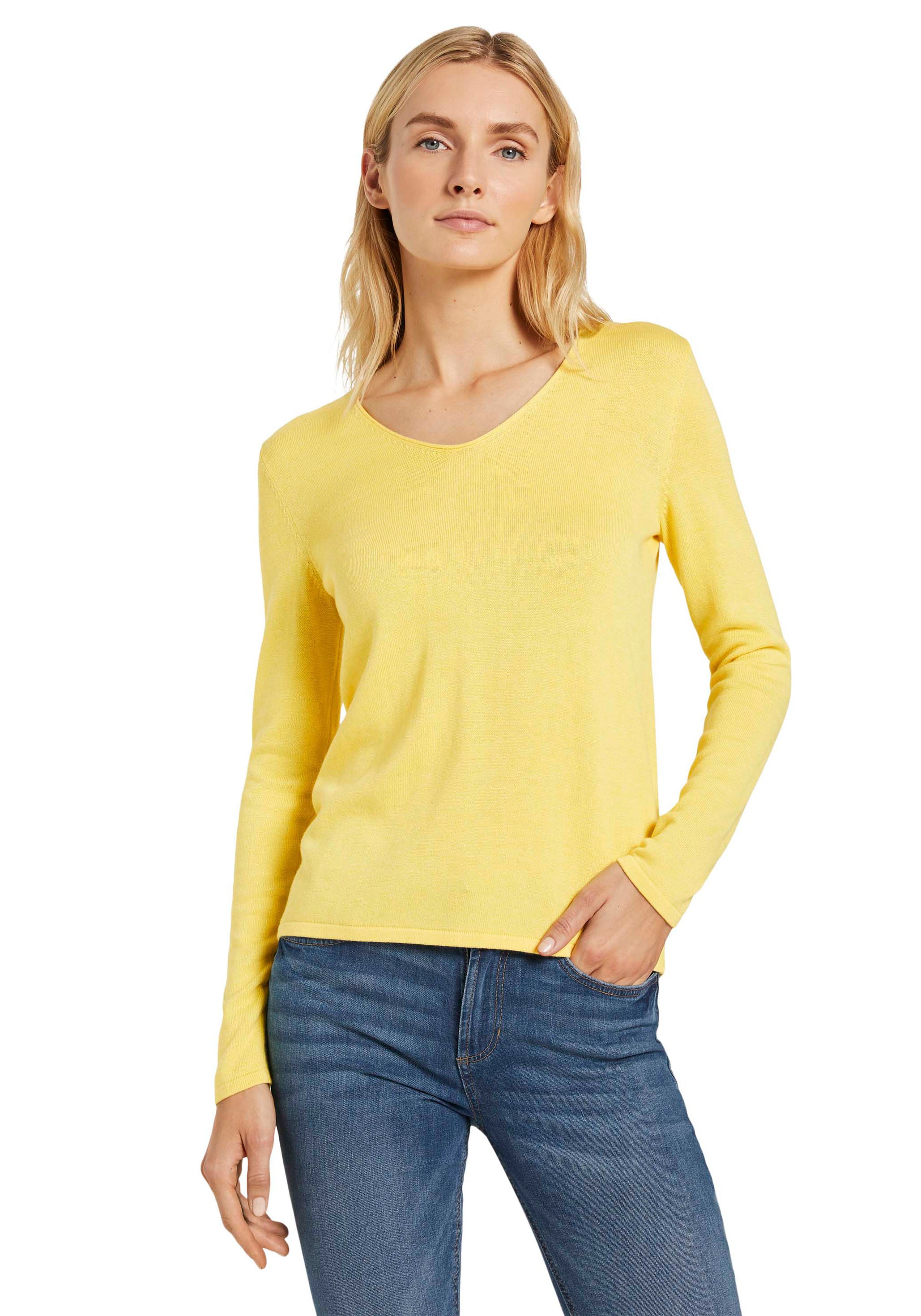 Image of TOM TAILOR V-Ausschnitt-Pullover, mit Bündchen an Ärmelabschluss und Saum bei Ackermann Versand Schweiz