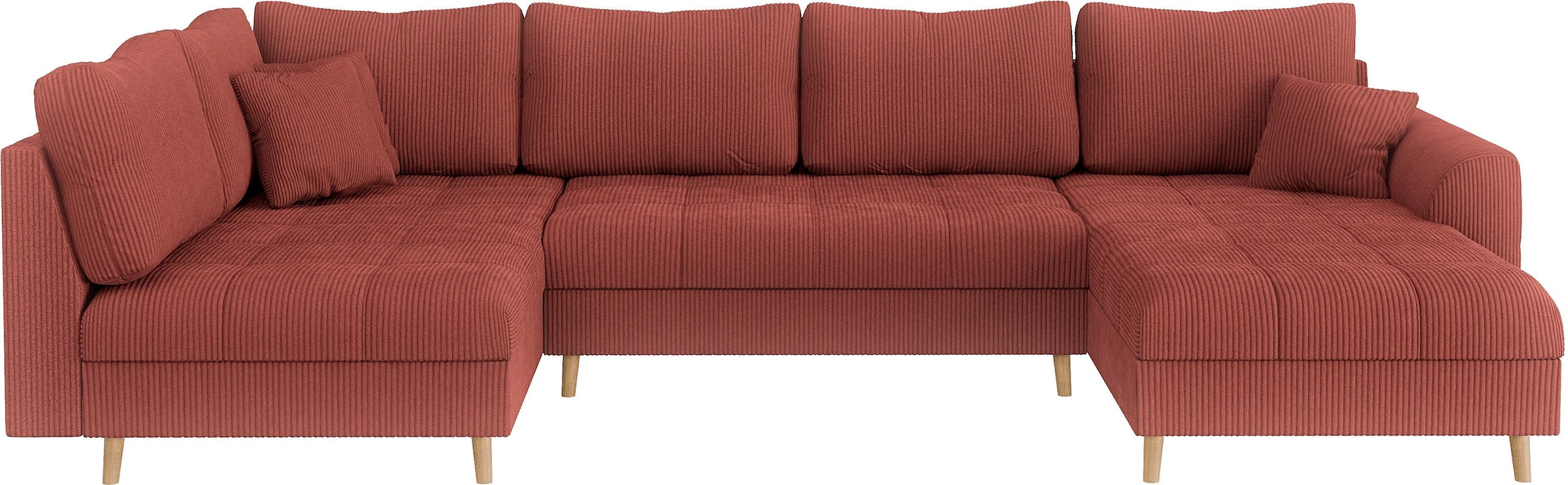 Home affaire Wohnlandschaft »CHARRE U-Form mit Ottomane, Masse B/T/H: 310/161/81 cm«, feine Steppung, lose Rücken- und Zierkissen, auch in Cord und Bouclé