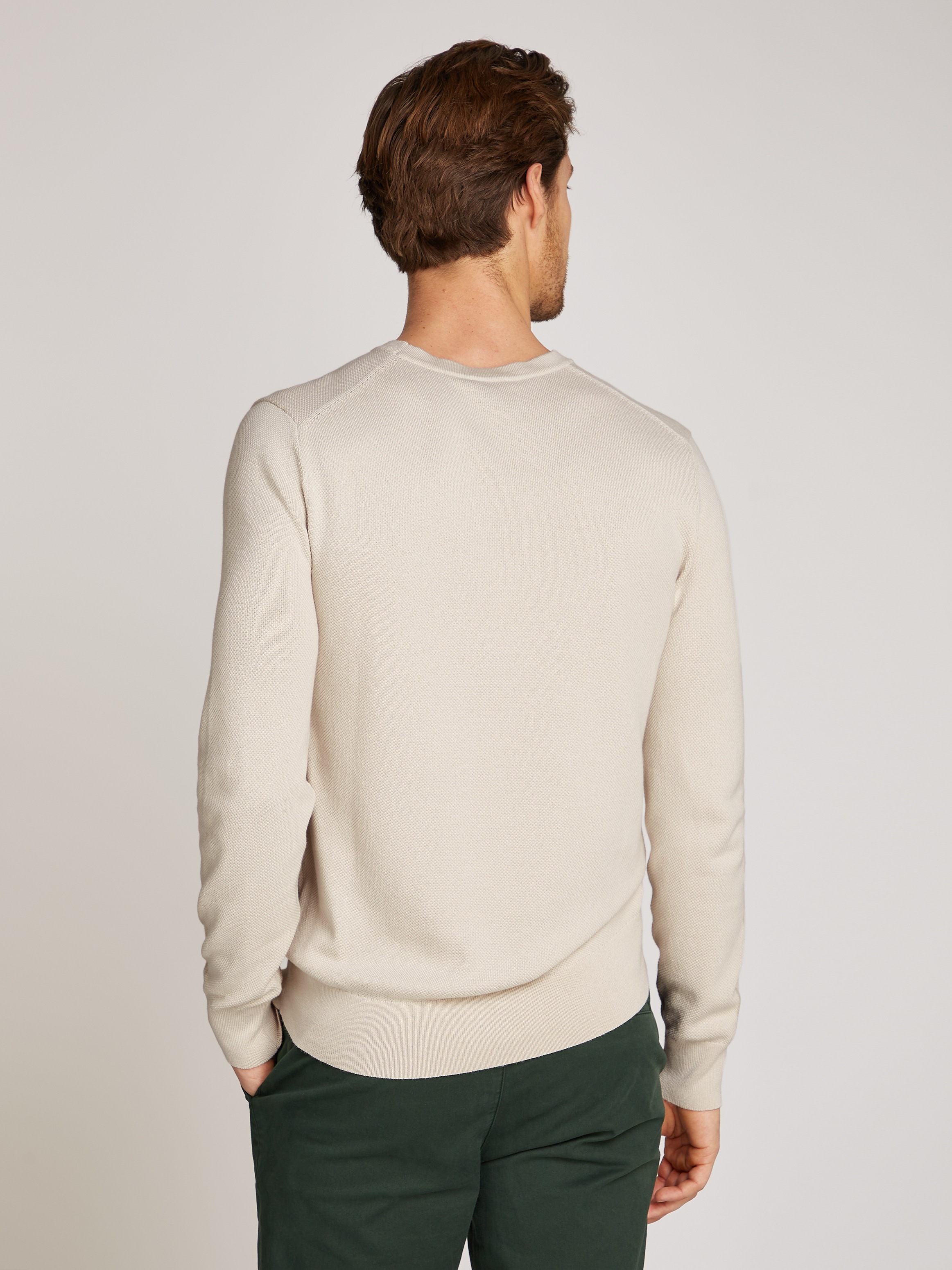 Calvin Klein Rundhalspullover »MICRO PIQUE STRUCTURE SWEATER«, mit Logostickerei