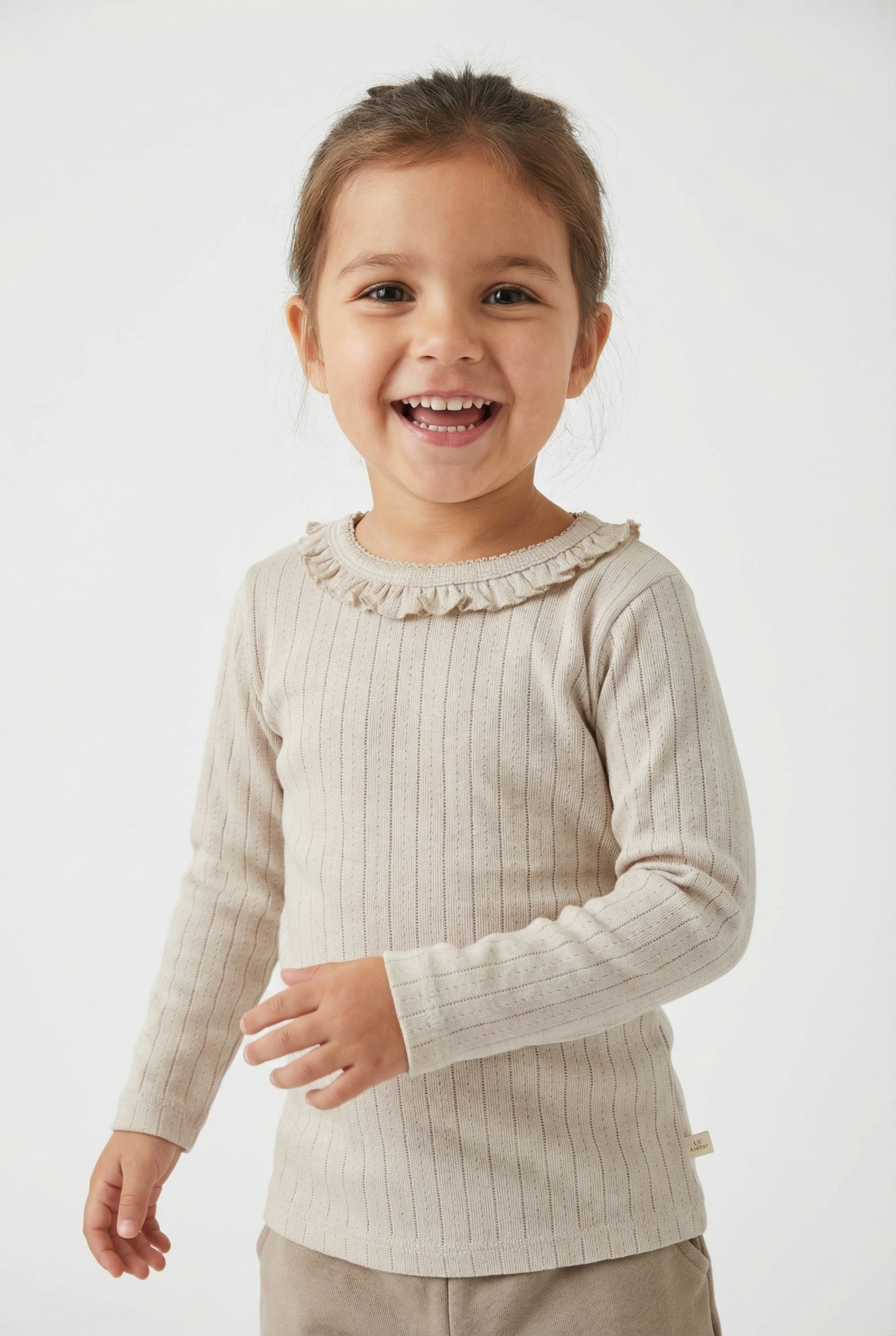 Lil' Atelier T-shirt à manches longues »NMFRACHEL NIS LS SLIM TOP LIL NOOS« Baumwollmischung, Rüschen