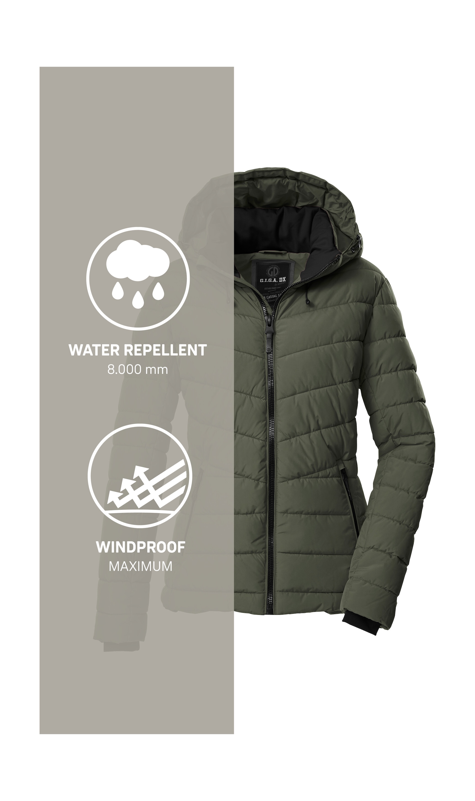 G.I.G.A. DX by killtec Veste matelassée »GW 32 WMN QLTD JCKT« Veste élégante pour femme, déperlante, respirante, capuche amovible