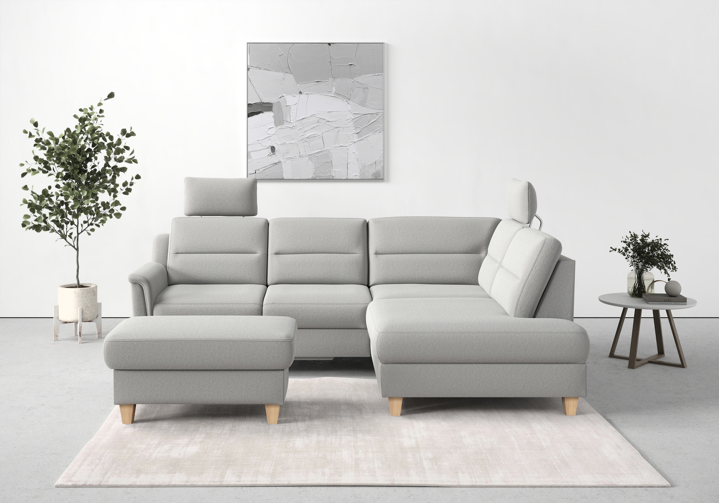 sit&more Stauraumhocker »Farö«, mit Stauraum und Federkern und naturfarbenen Füssen