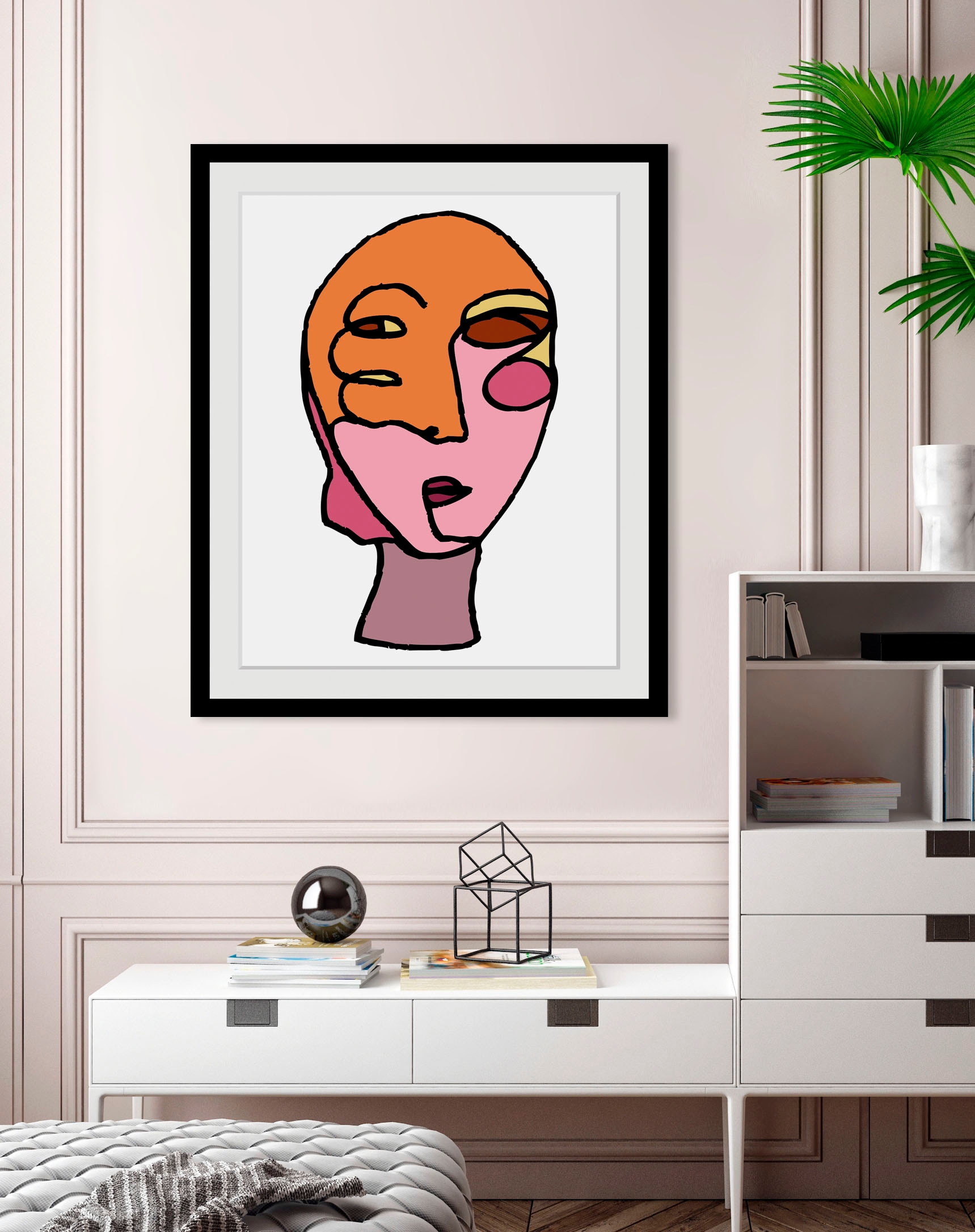 Image of queence Bild "Mike" Abstrakt Figuren Gesicht Kunst 1 Stk. tlg. HD Premium Poster-Druck inkl. Holzrahmen