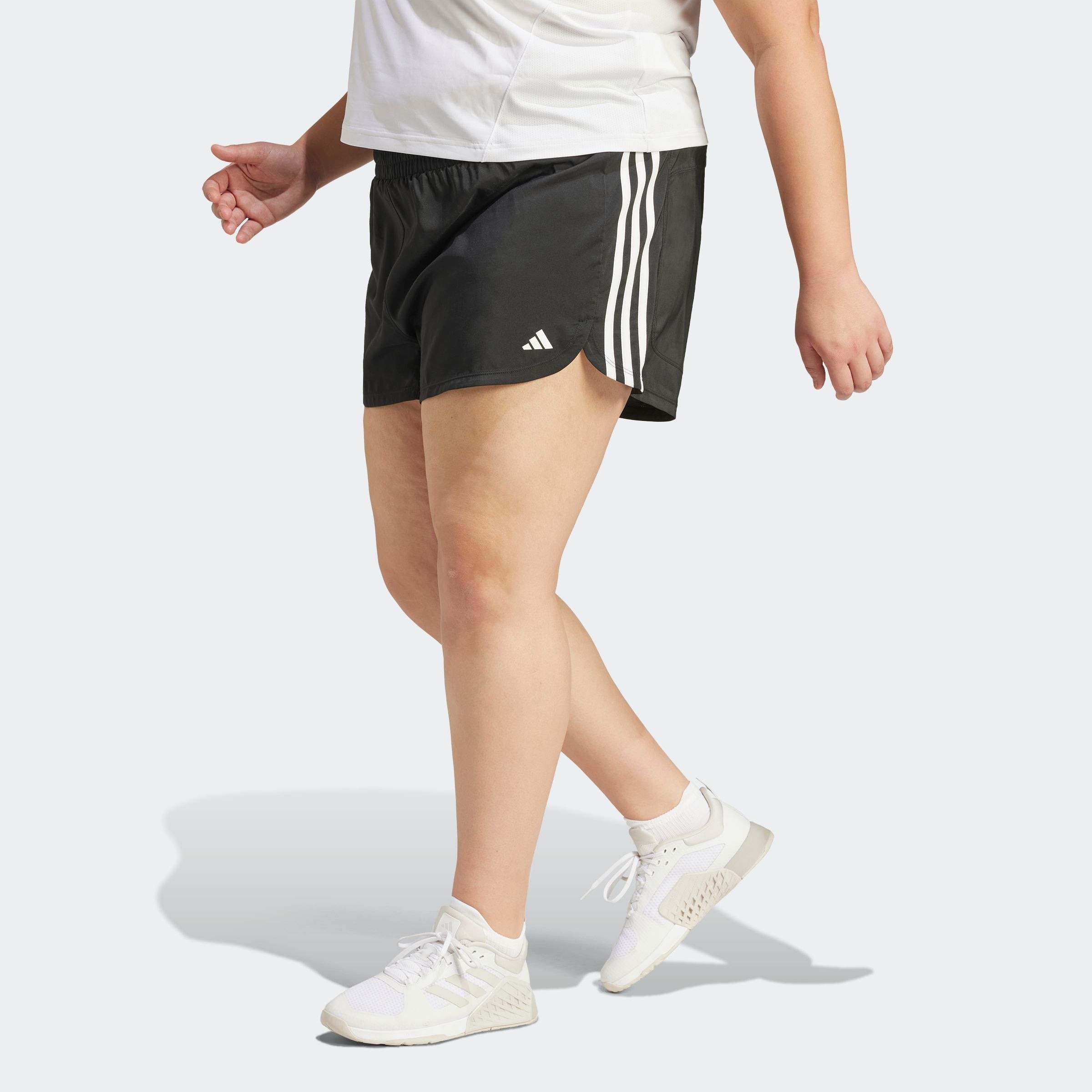 Image of adidas Performance Shorts "PACER TRAINING 3-STREIFEN WOVEN HIGH-RISE – GROSSE GRÖSSEN"