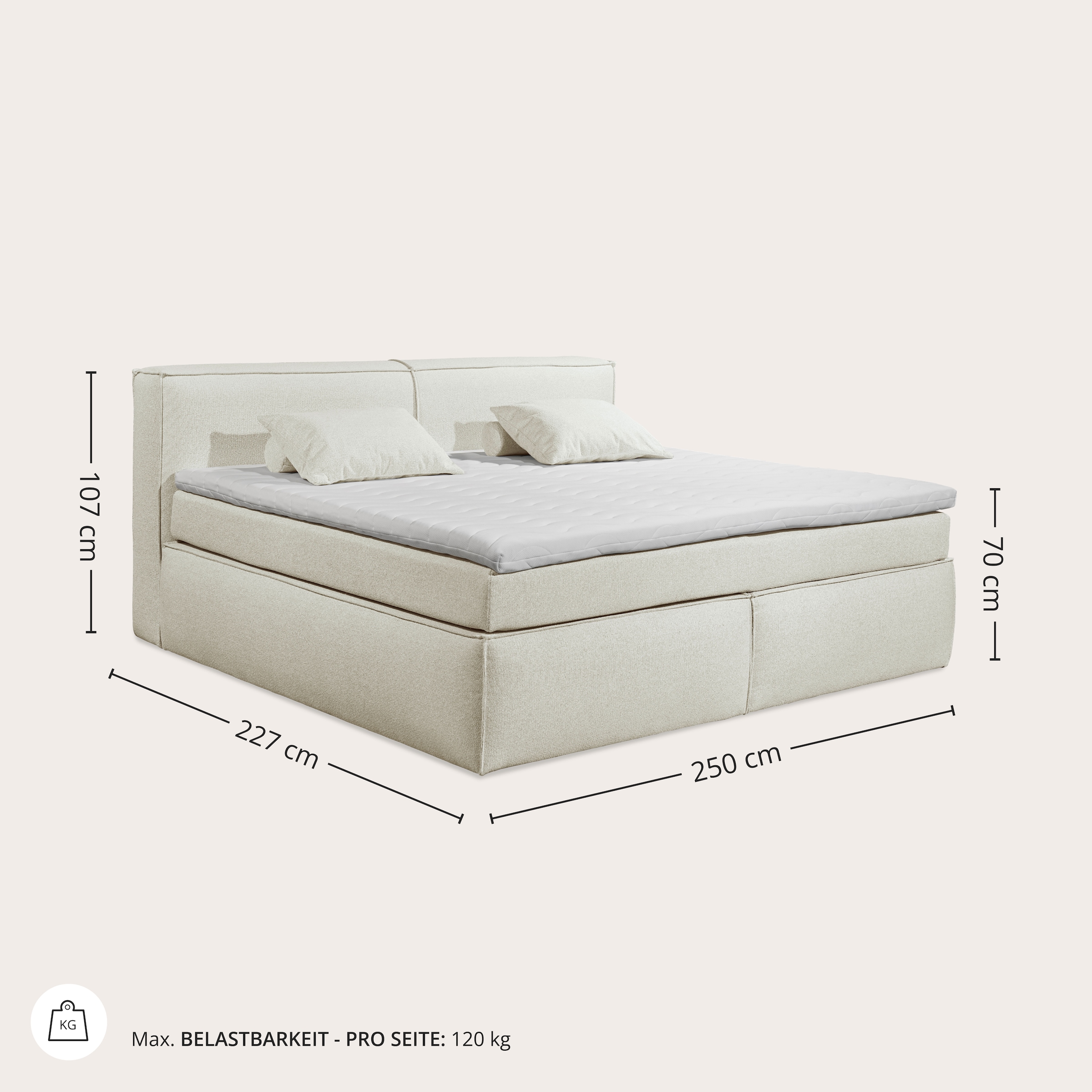ED EXCITING DESIGN Lit boxspring »Sandon, Familienbett erhältlich in der Grösse 240x200cm« in verschiedenen Farben erhältlich