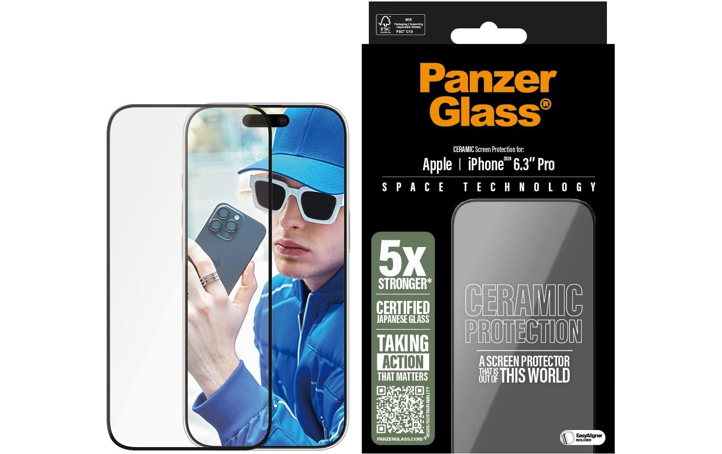 PanzerGlass Displayschutzglas »Ultra Wide Fit Ceramic iPhone 16 Pro«, für iPhone 16 Pro, (1 St.)