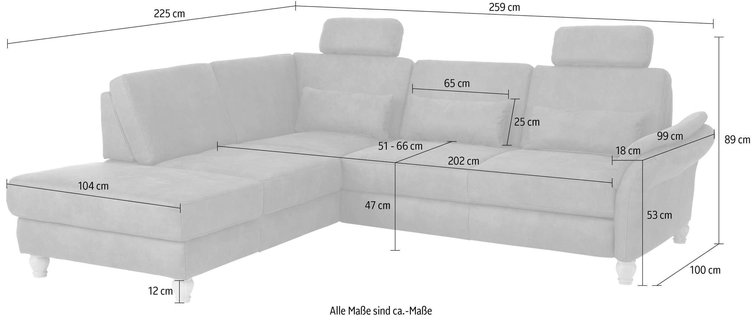 Home affaire Ecksofa »Palace L-Form«, incl. Sitztiefenverstellung, wahlweise mit Bettfunktion und Stauraum