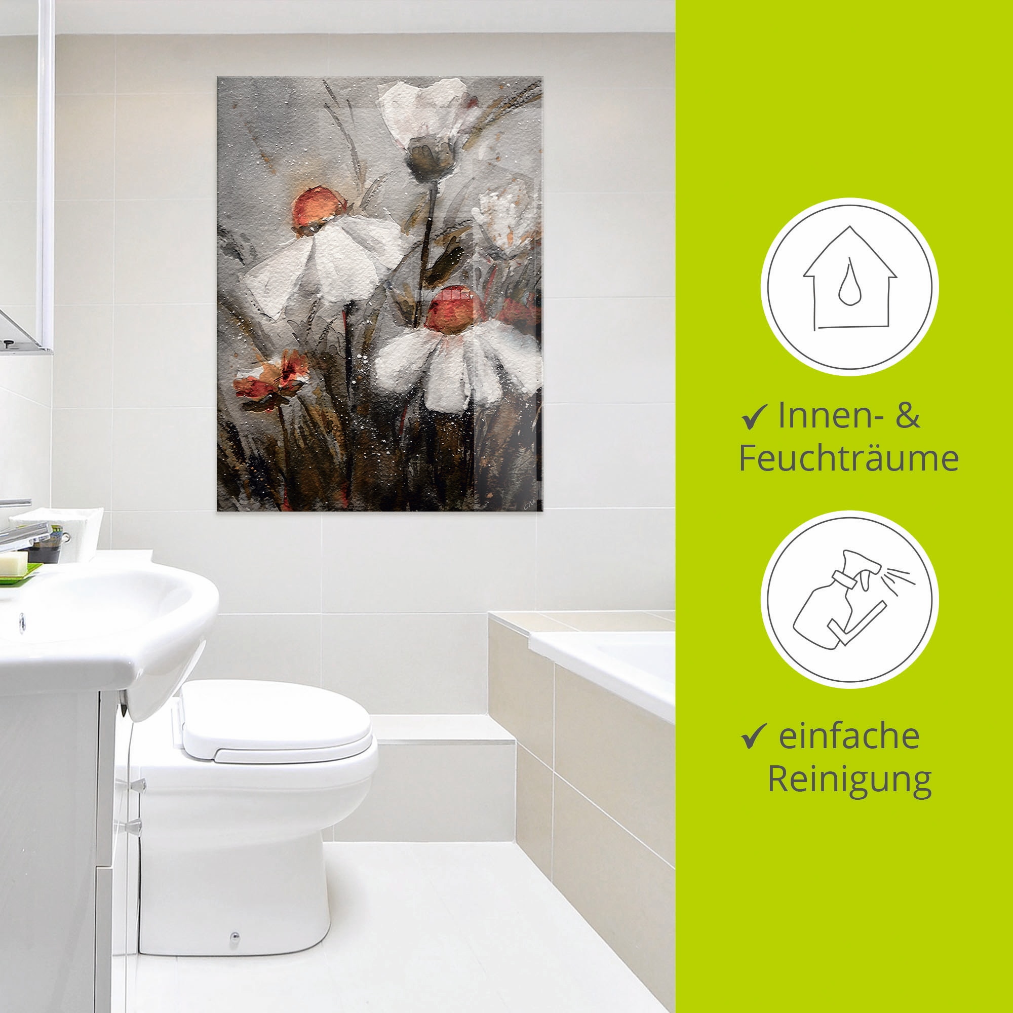 Artland Glasbild »Margeriten I« Blumen 1 Stk. tlg. in verschiedenen Grössen