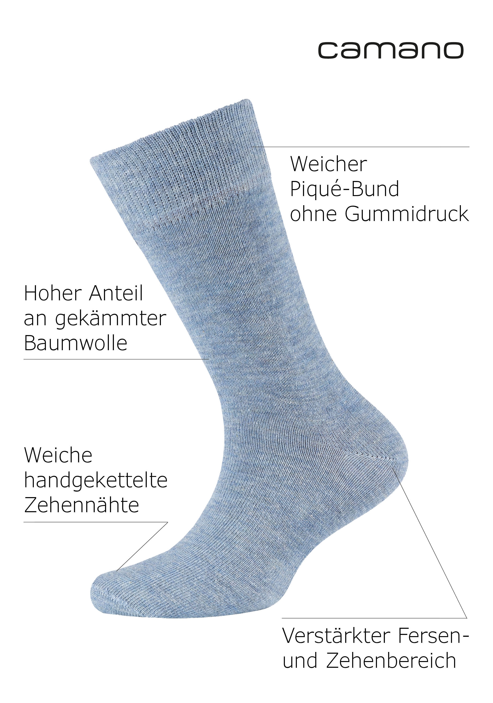 Camano Chaussettes »ca-soft« 6 Paar,  mit Komfortbund und gepolsterten Zehen-/Fersenbereich