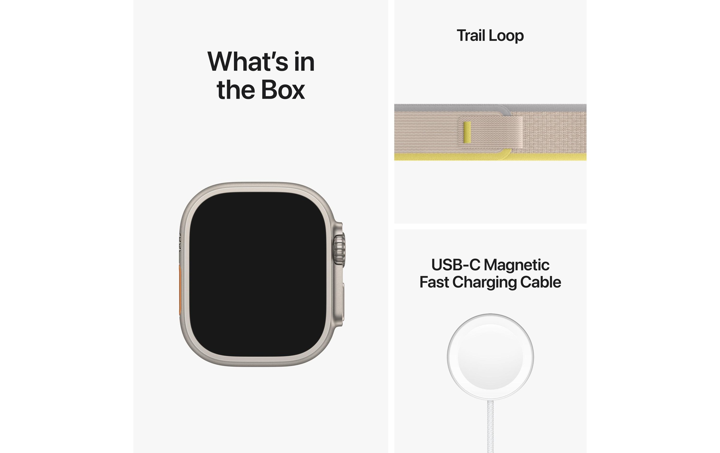 Apple Watch Ultra GPS + Cellular, 49 mm Titangehäuse, Trail Loop Gelb/Beige - M/L