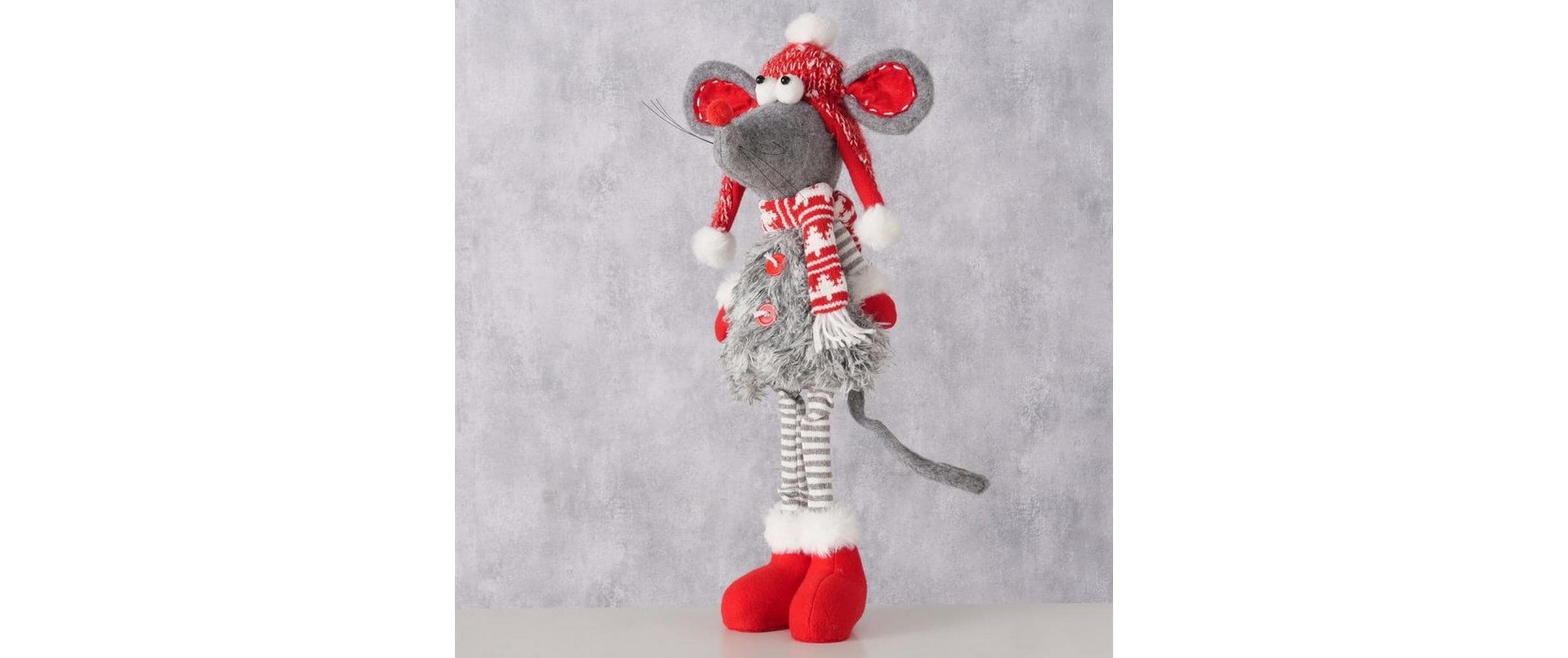BOLTZE Weihnachtsfigur »Dekofigur Maus Helgy Grau/Rot«