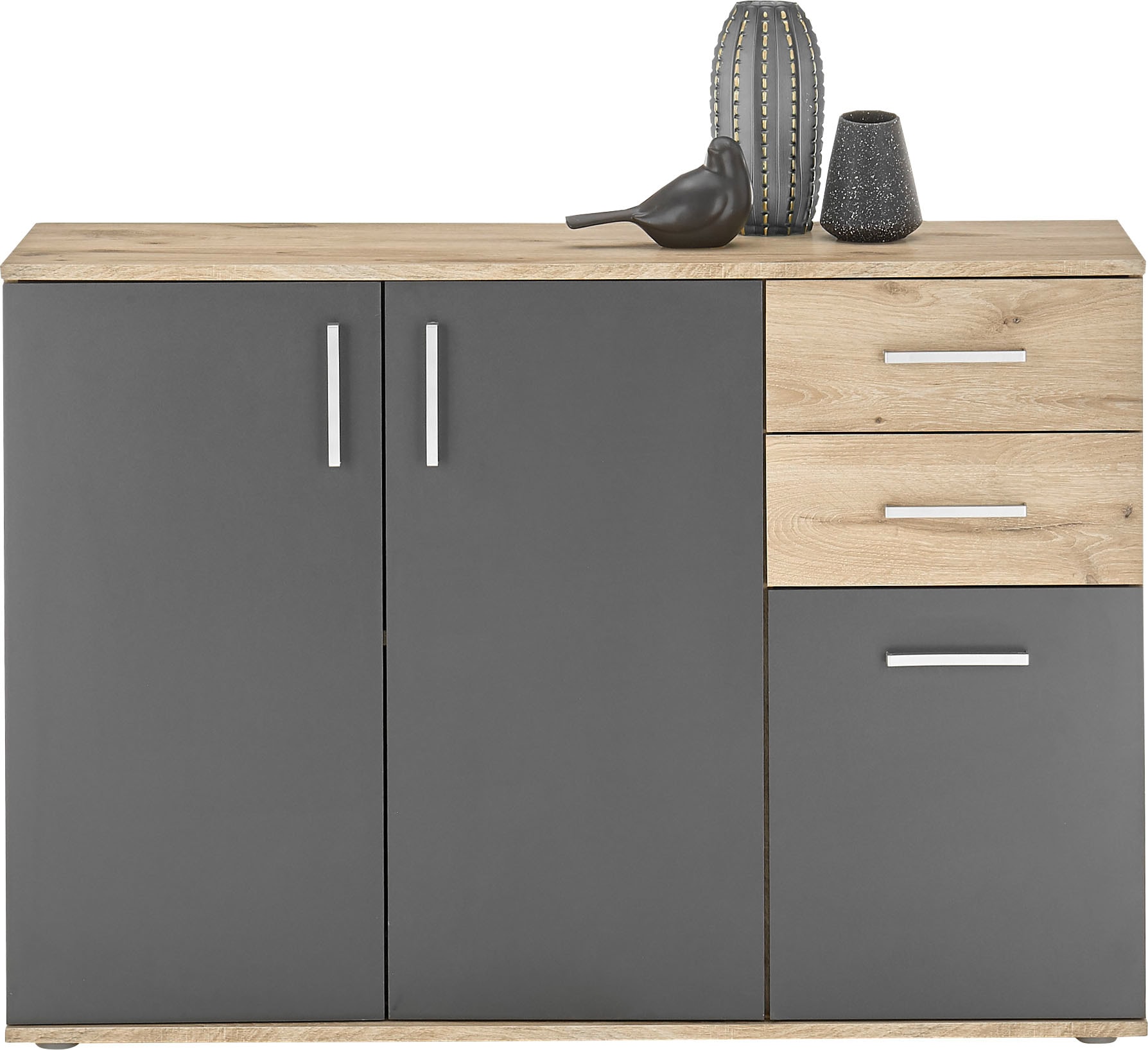 HBZ Commode »BC-Drift-2, Sideboard Stellmass BxHxT 120x84x35 cm« 1 cuis tlg. Kommode mit 3 Türen, 2 Schubkästen und 1 Einlegeboden