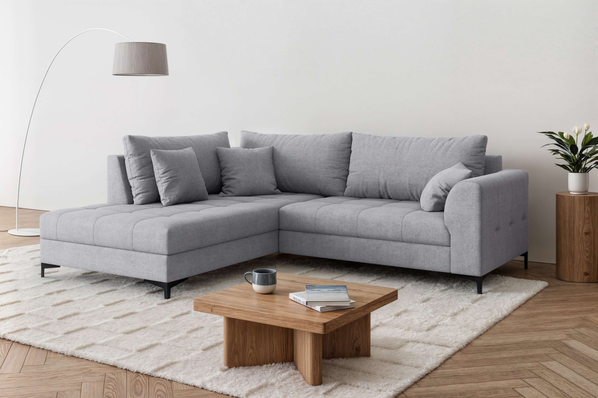 GOODproduct Ecksofa »LEEVKE Design-Sofa mit Ottomane rechts/links bestellbar, Breite 232 cm« in vielen modernen Farben erhältlich, belastbar bis 480 kg
