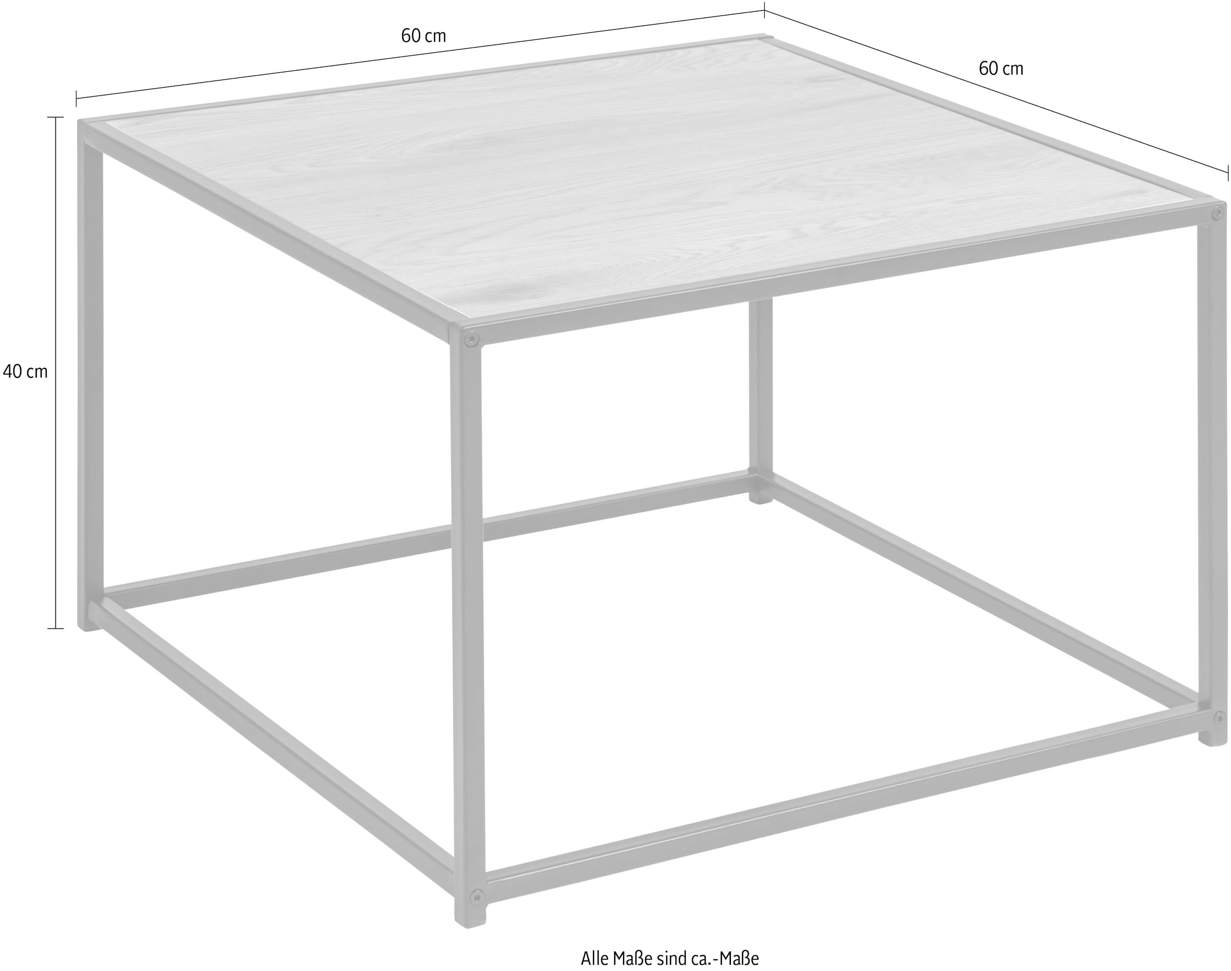ACTONA GROUP Couchtisch Metallgestell im modernen Industrie-Look, quadratisch, Breite 60 cm