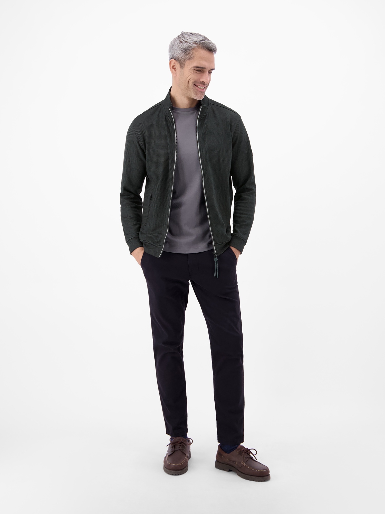 LERROS Veste sweat »Sweatjacke aus Baumwollmischgewebe« veste en mélange de coton avec fermeture éclair, col montant et poches latérales