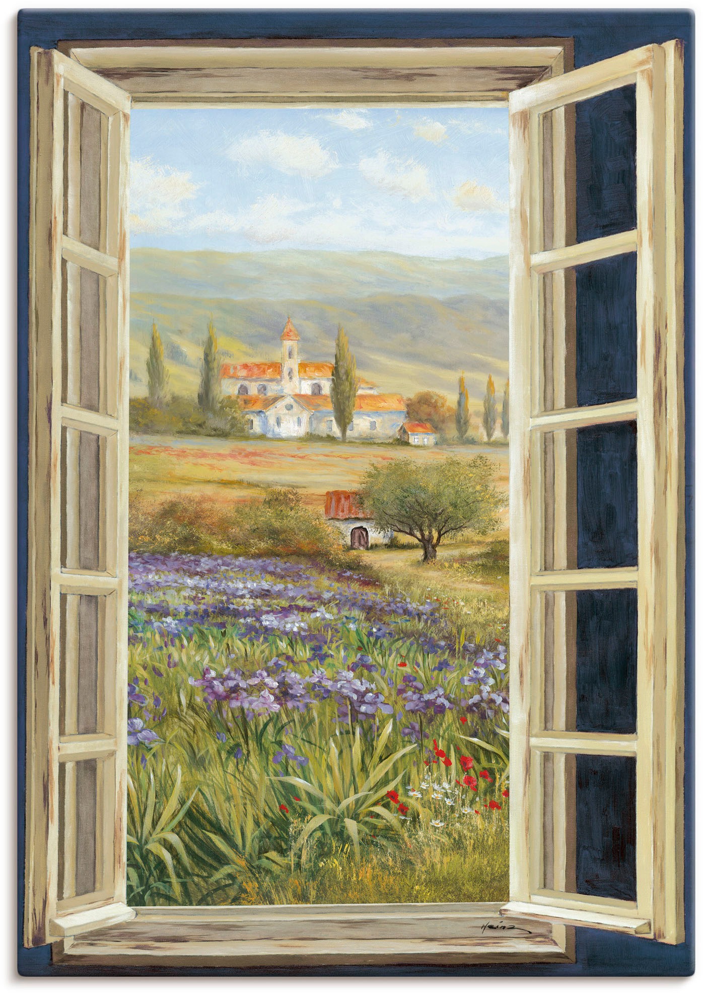 in Grössen Bilder »Provence Wandbild Wandaufkleber versch. von Artland kaufen Europa, (1 Poster Fensterblick«, oder als St.), Leinwandbild,