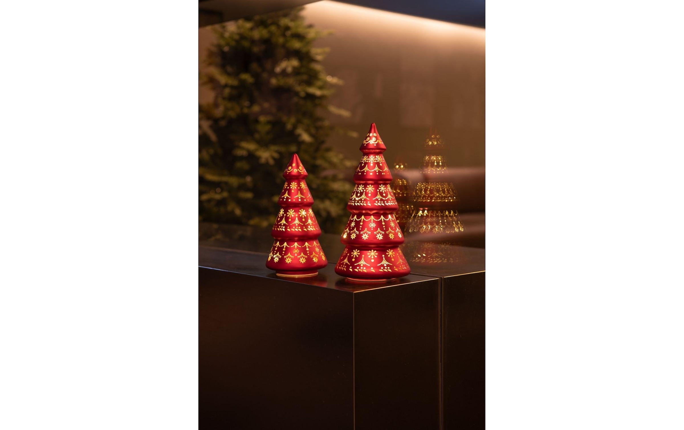 STT LED Dekolicht »Tree Glas, Rot, 2-teilig« LED-Modul warmweiss