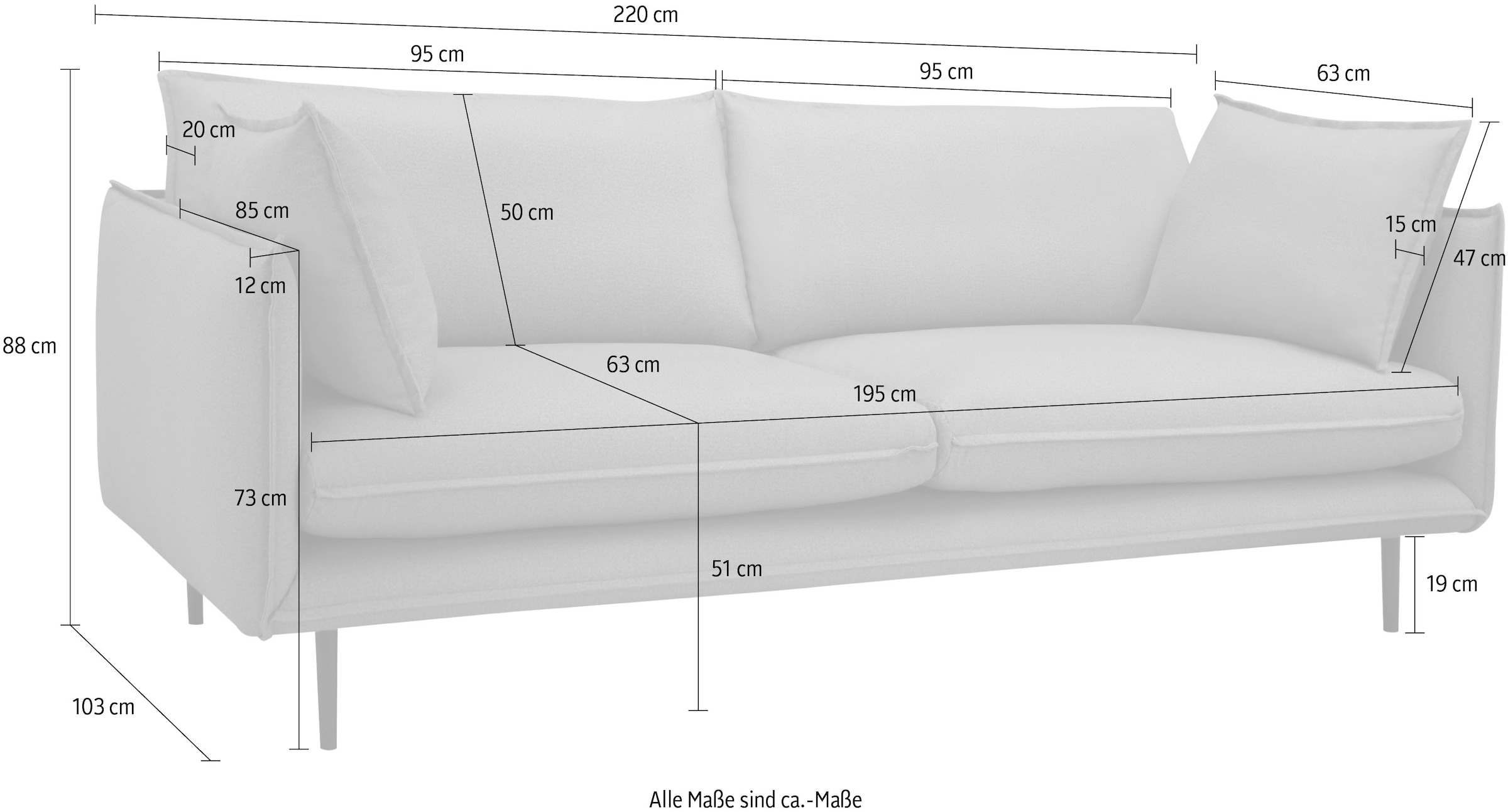 INOSIGN 3-Sitzer »Somba«, mit dickem Keder und eleganter Optik