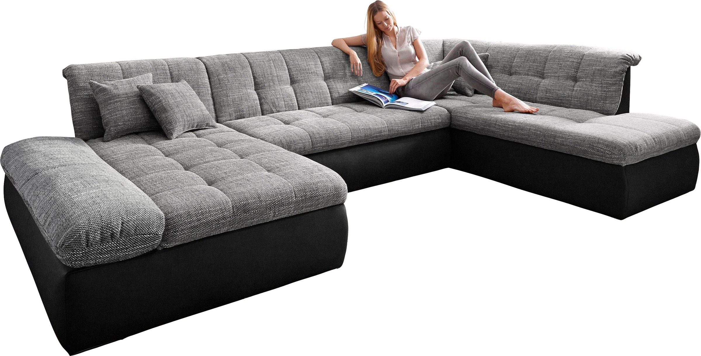 Image of DOMO collection Wohnlandschaft »Moric«, im XXL-Format, wahlweise mit Bettfunktion und Armlehnenverstellung, inklusive loser Zierkissen, frei im Raum stellbar bei Ackermann Versand Schweiz