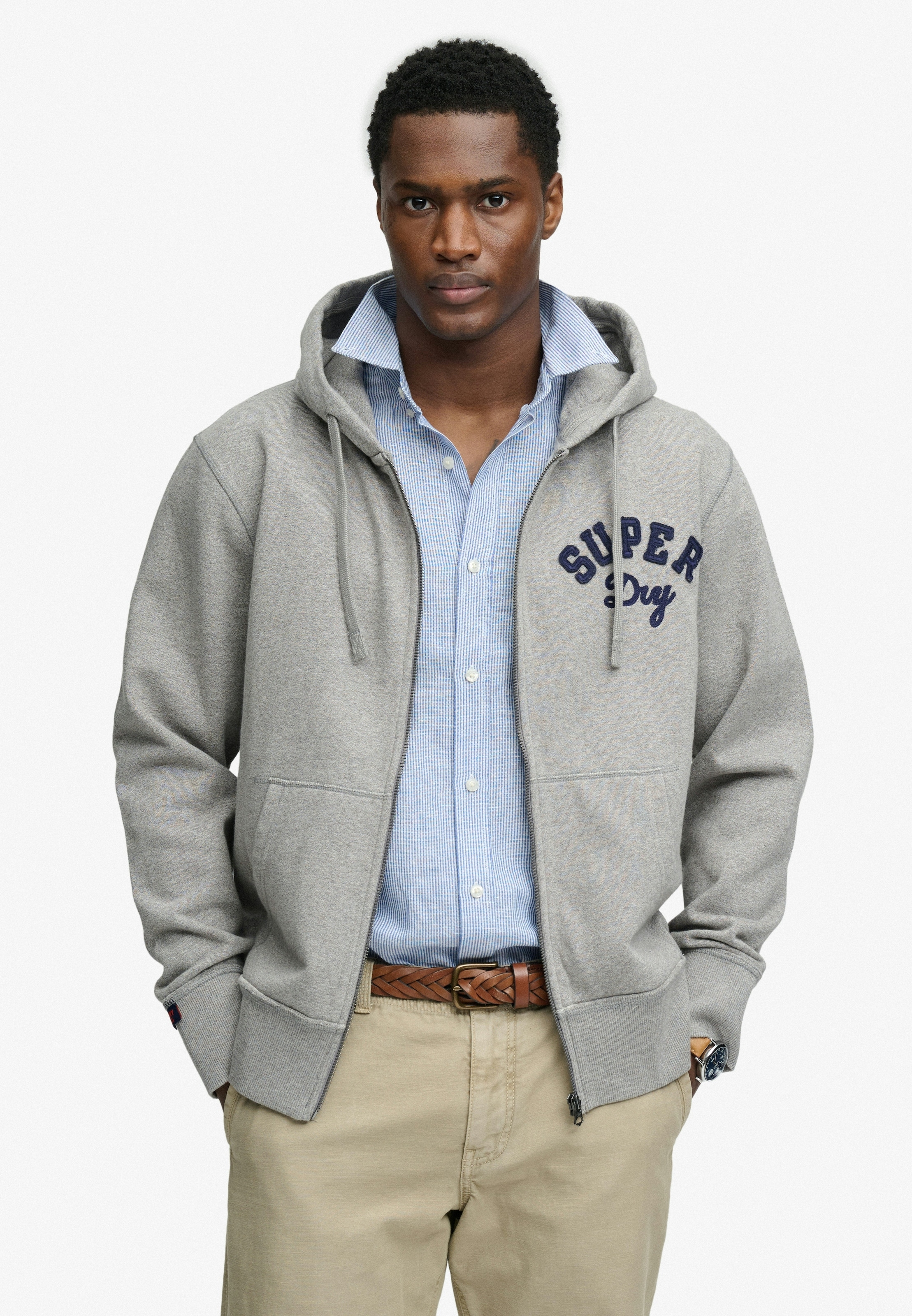 Superdry Kapuzensweatjacke »VINTAGE ATHLETIC ZIPHOOD« aus Baumwolle und angerauter Sweatware, Loose Fit, mit Reissverschluss