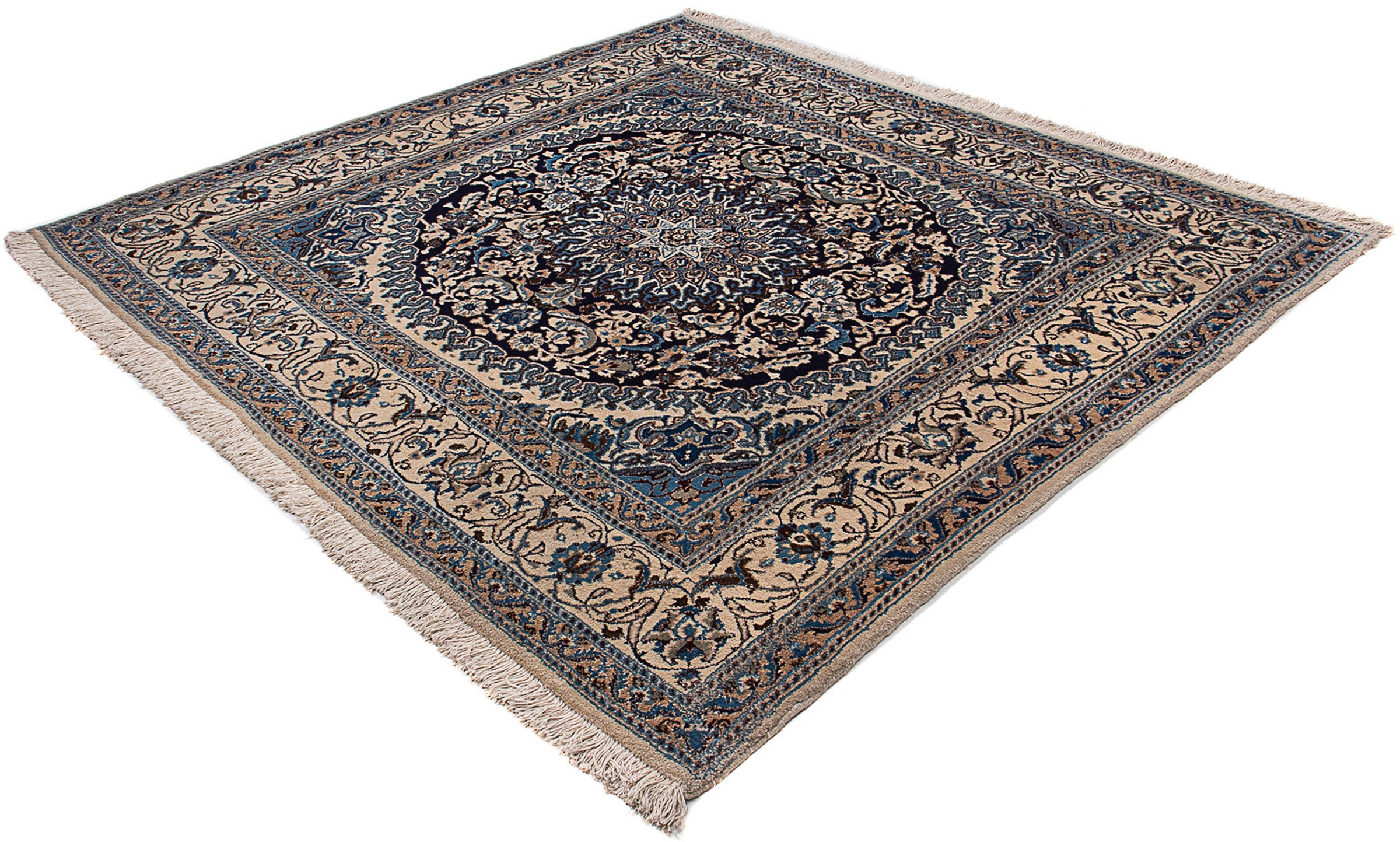 Image of morgenland Orientteppich »Perser - Nain quadratisch - 196 x 189 cm - blau«, quadratisch, 10 mm Höhe, Wohnzimmer, Handgeknüpft, Einzelstück mit Zertifikat bei Ackermann Versand Schweiz