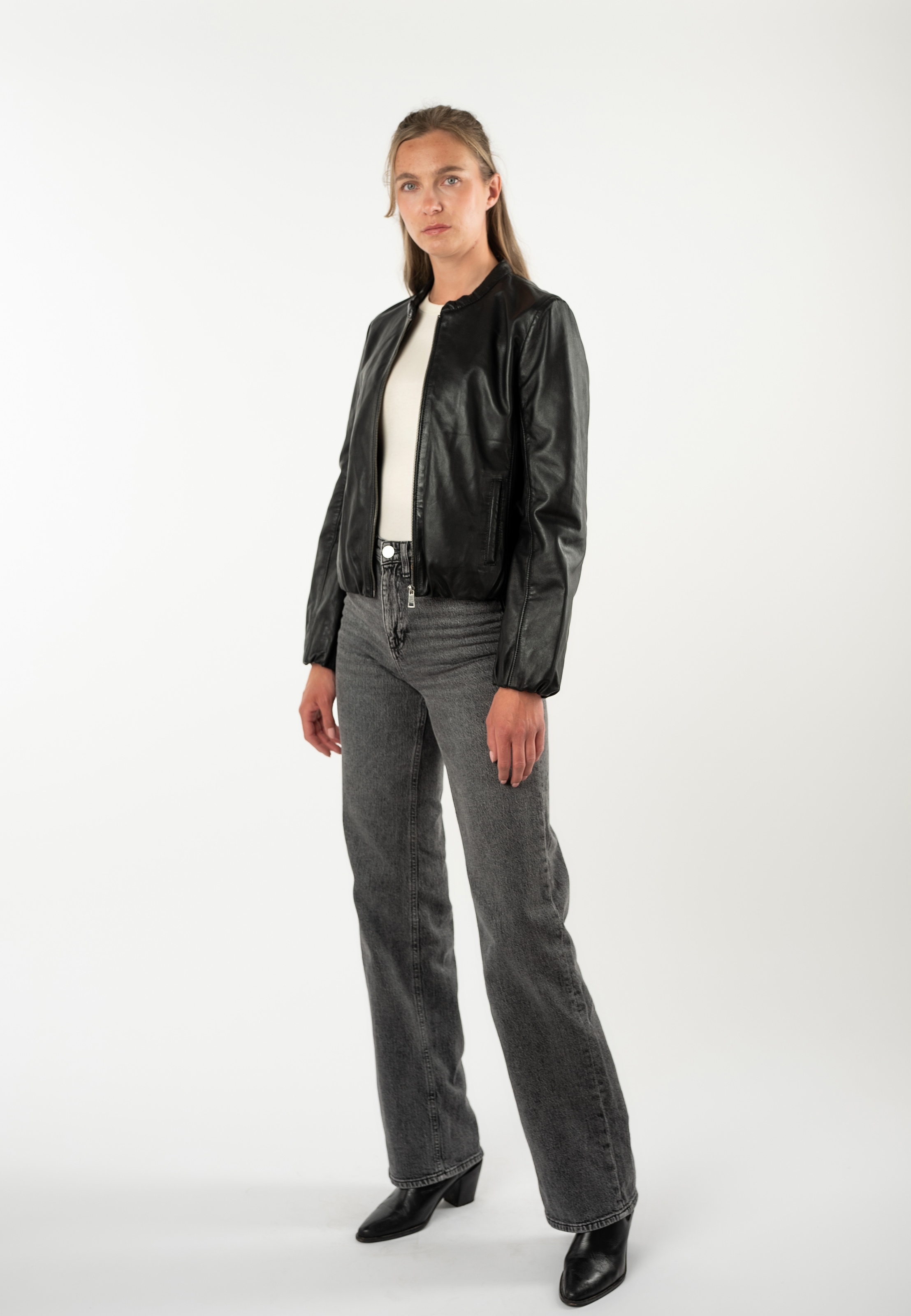 Mauritius Veste en cuir »MWSvala« avec ourlets et poignets élastiques,