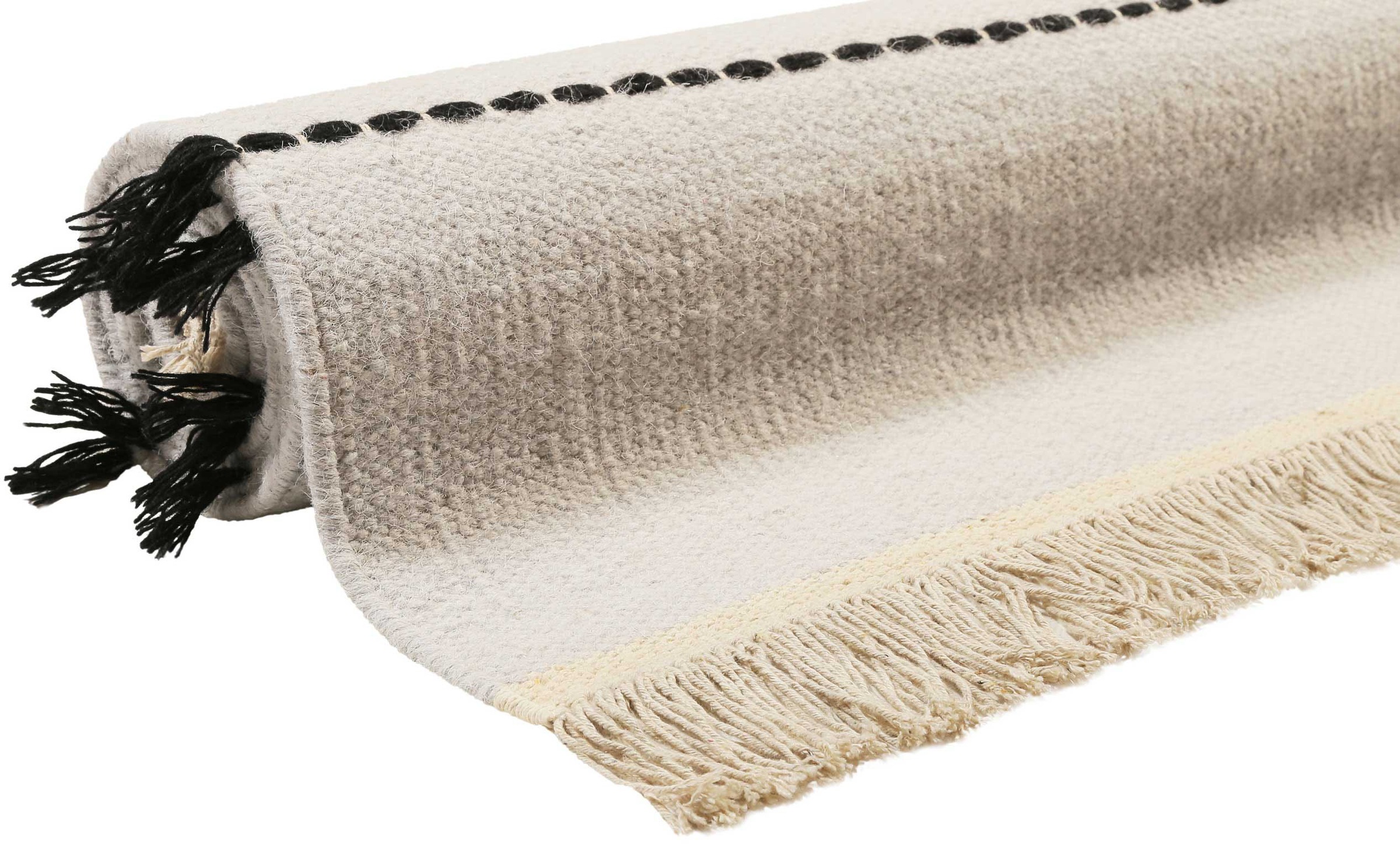 Esprit Wollteppich »Lina ESP-2205«, rechteckig, 5 mm Höhe, Naturfaserteppich mit Fransen, modernes Design, Wohnzimmer