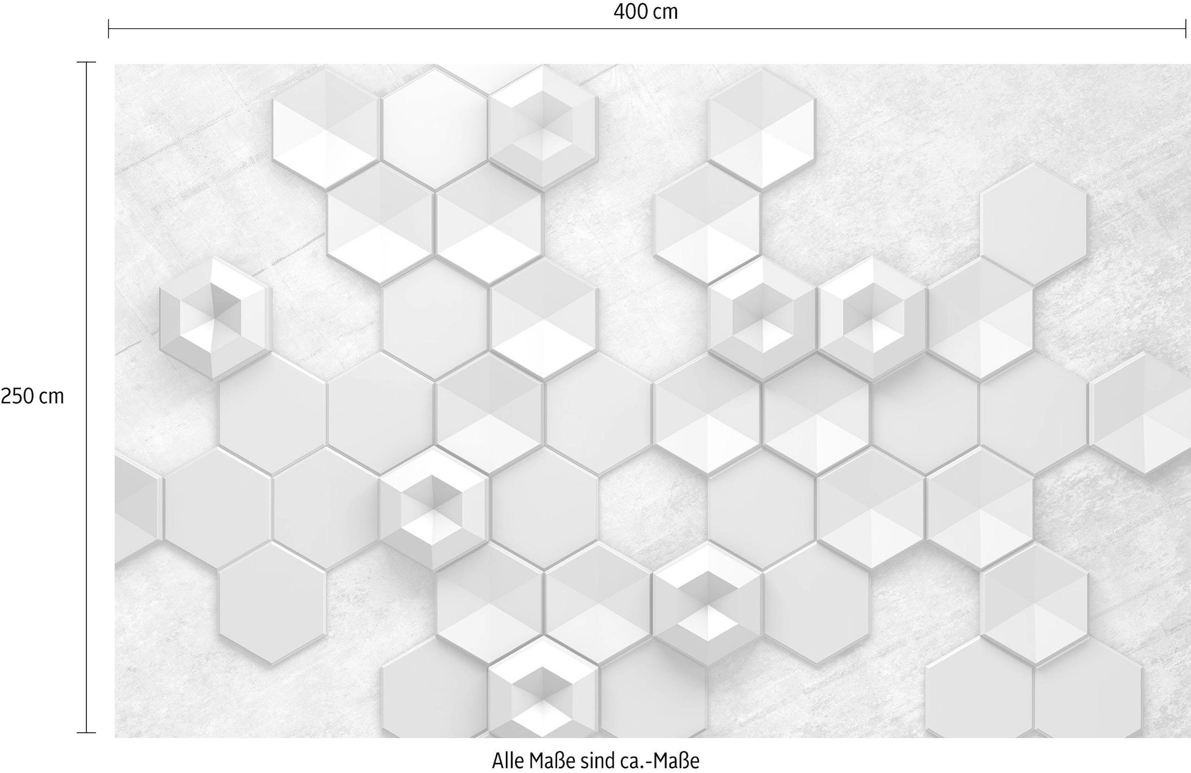 (Breite 400x250 100 »Hexagon kaufen cm cm Bahnbreite Concrete«, Komar x Vliestapete, Höhe), günstig Vliestapete