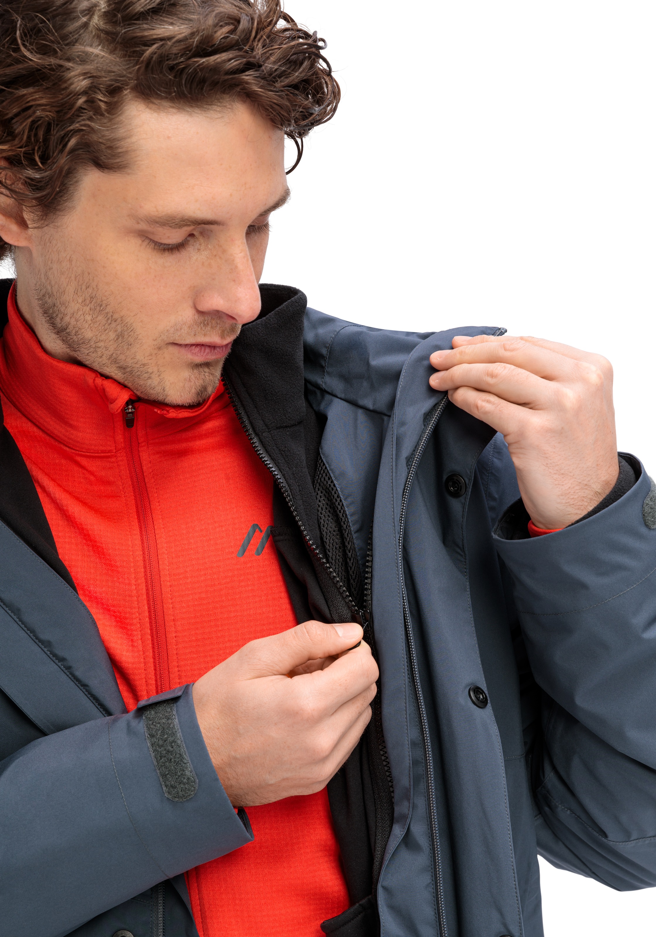 Maier Sports Funktionsjacke »Metor 3in1 M«, Herren 3-in-1 Jacke, Regenjacke wind/wasserdicht, Taschen und Kapuze
