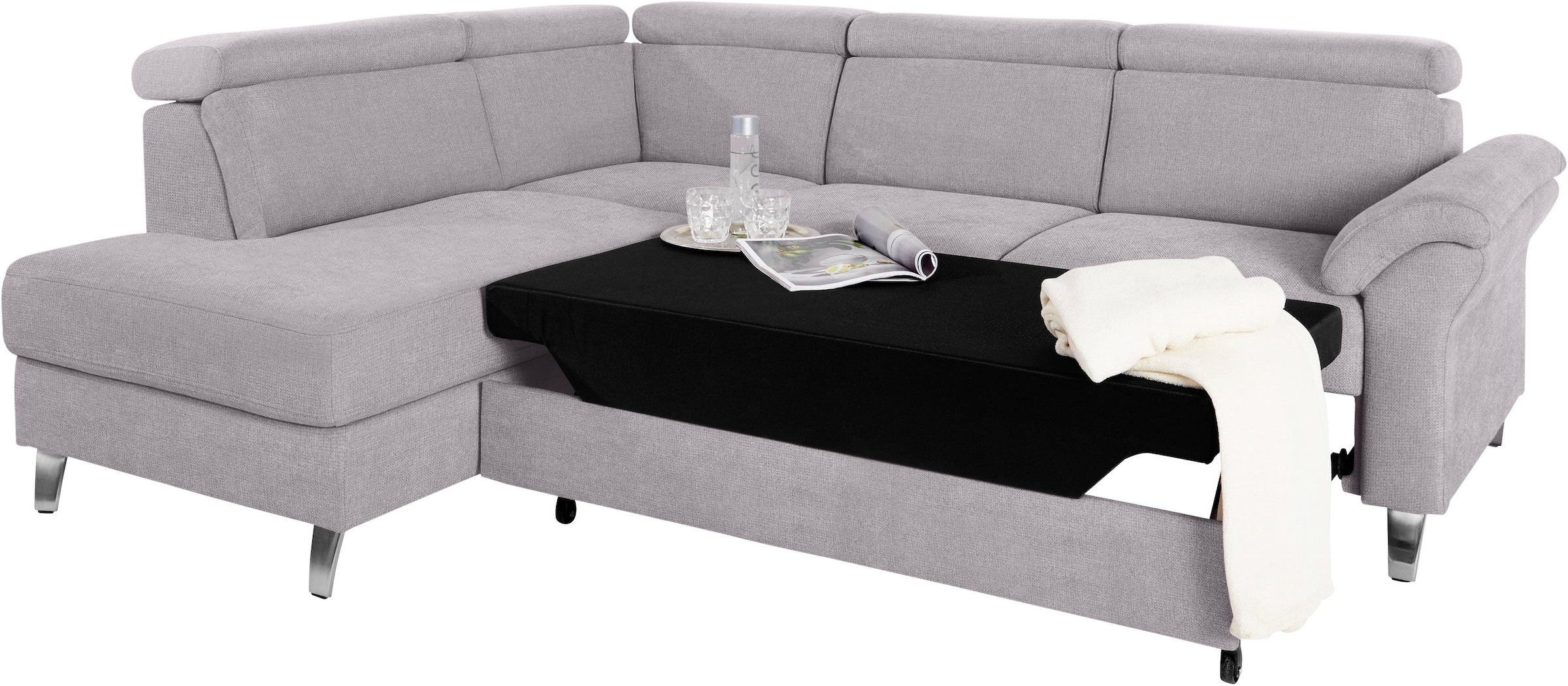 sit&more Ecksofa, inklusive Kopfteilverstellung, wahlweise mit Bettfunktion und Bettkasten