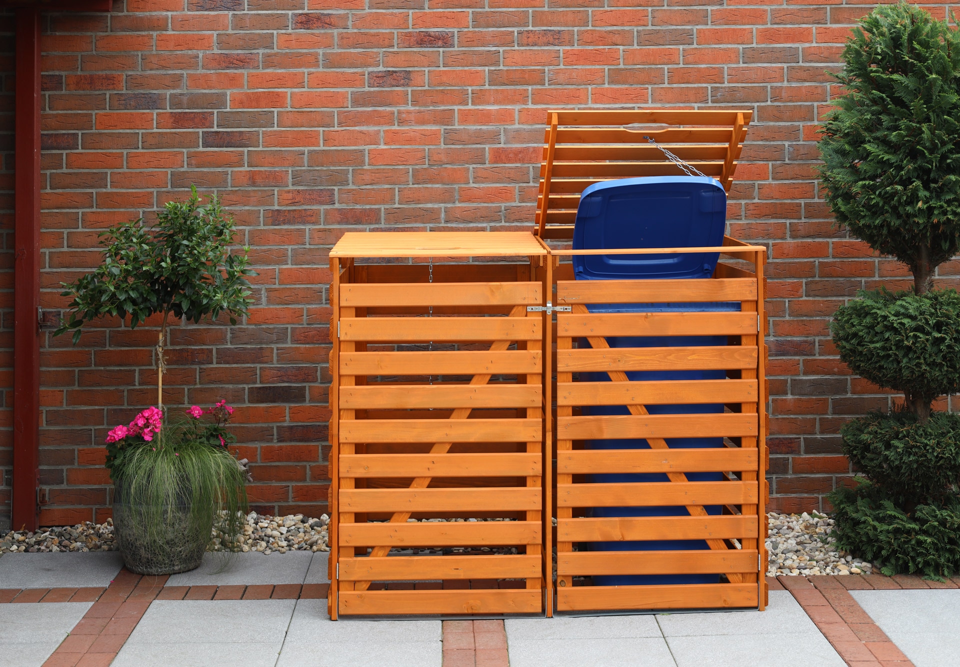promadino Coffre à poubelles »Vario V« pour 2 x 240 l, brun