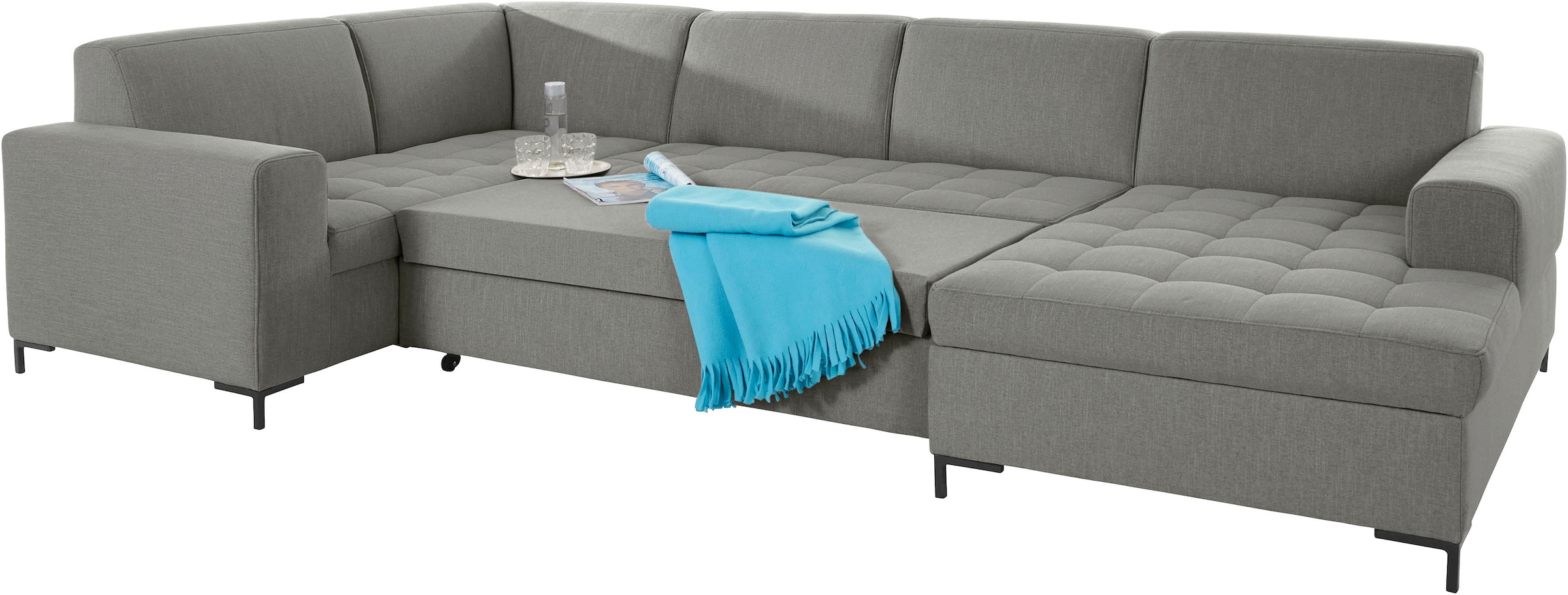 GOODproduct Wohnlandschaft »Grazzo U-Form«, hochwertige Stoffe aus recyceltem Material, Steppung im Sitzbereich