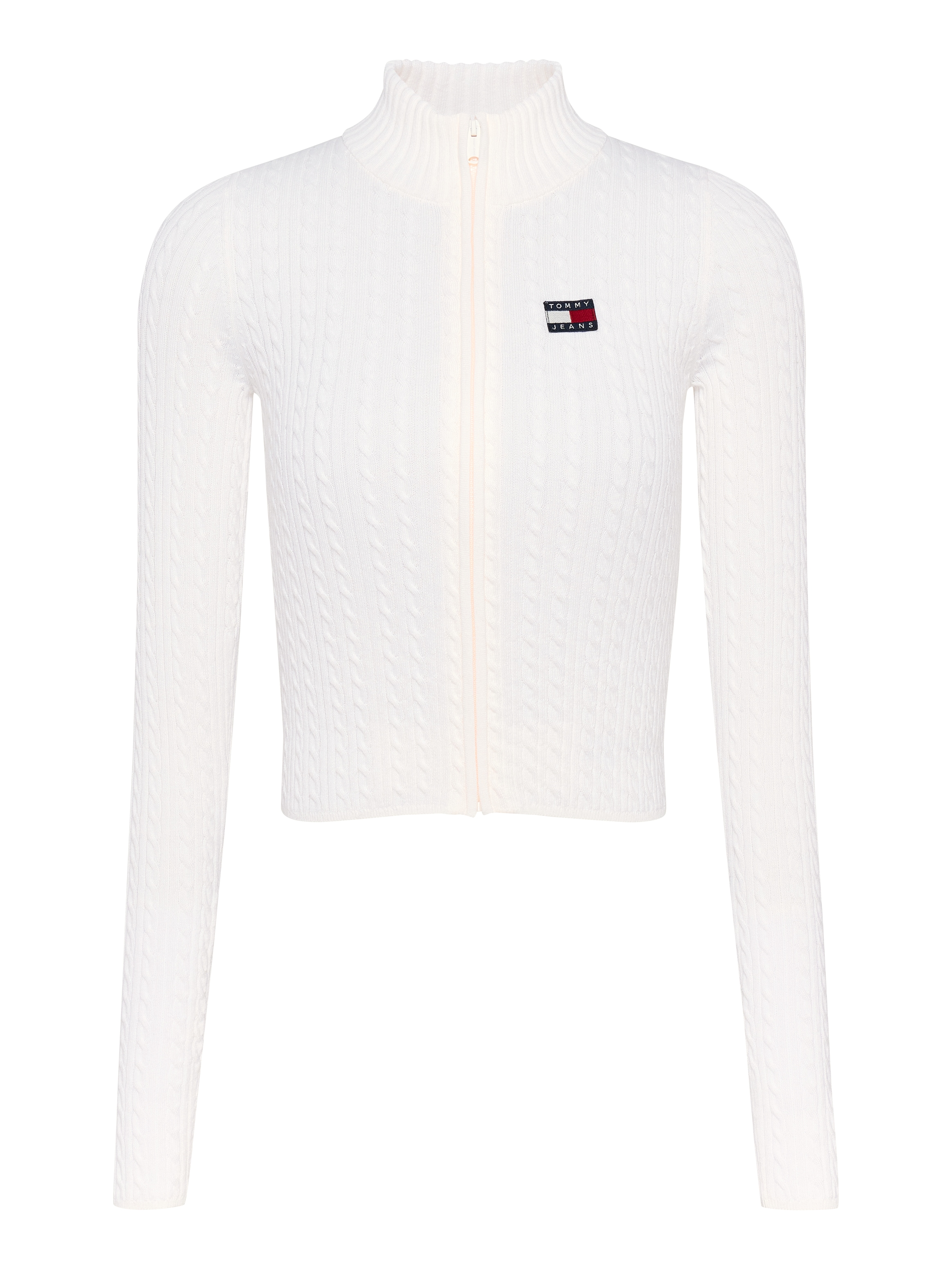 Tommy Jeans Strickjacke »TJW ZIP-THRU CABLE CARDIGAN«, mit Zopfmuster, Logo-Badge