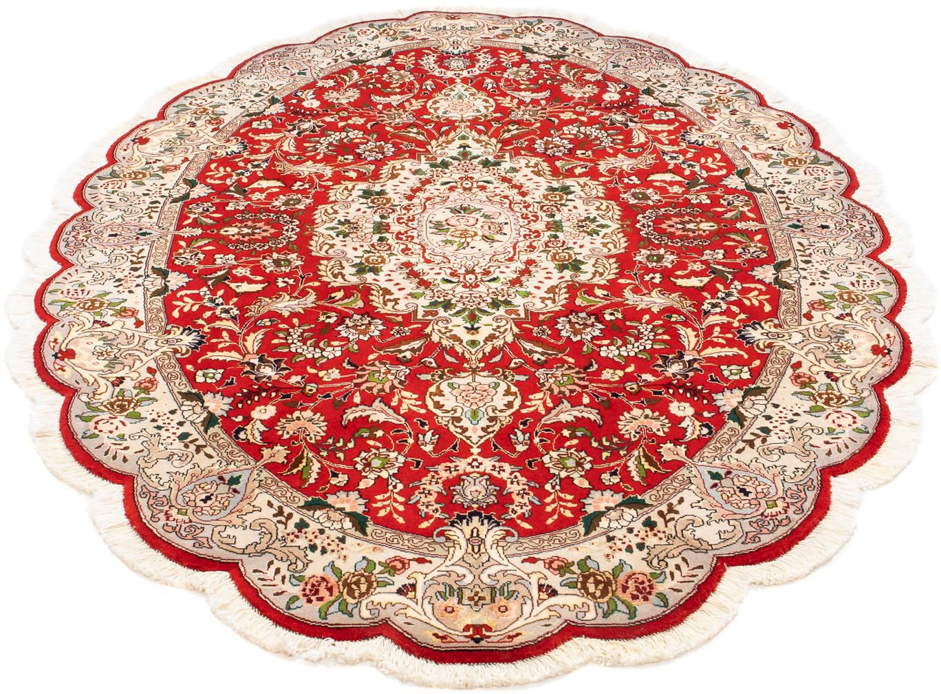 Image of morgenland Orientteppich »Perser - Täbriz - Royal oval - 200 x 130 cm - rot«, oval, 7 mm Höhe, Wohnzimmer, Handgeknüpft, Einzelstück mit Zertifikat bei Ackermann Versand Schweiz