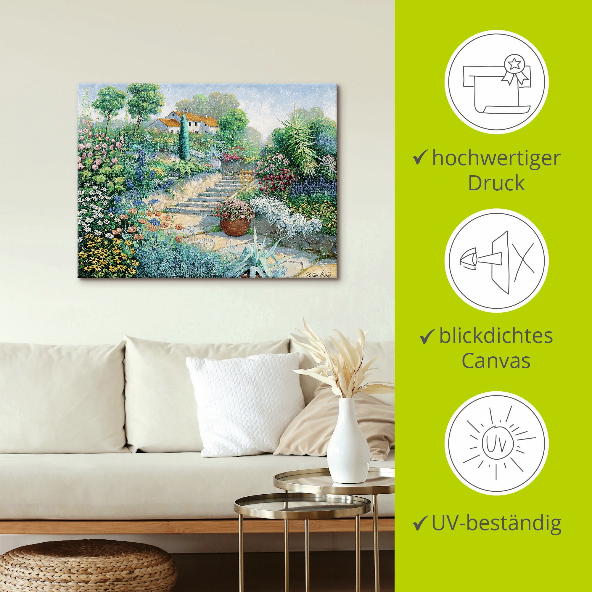 Artland Leinwandbild »Überall Blumen«, Garten, (1 St.), auf Keilrahmen gespannt