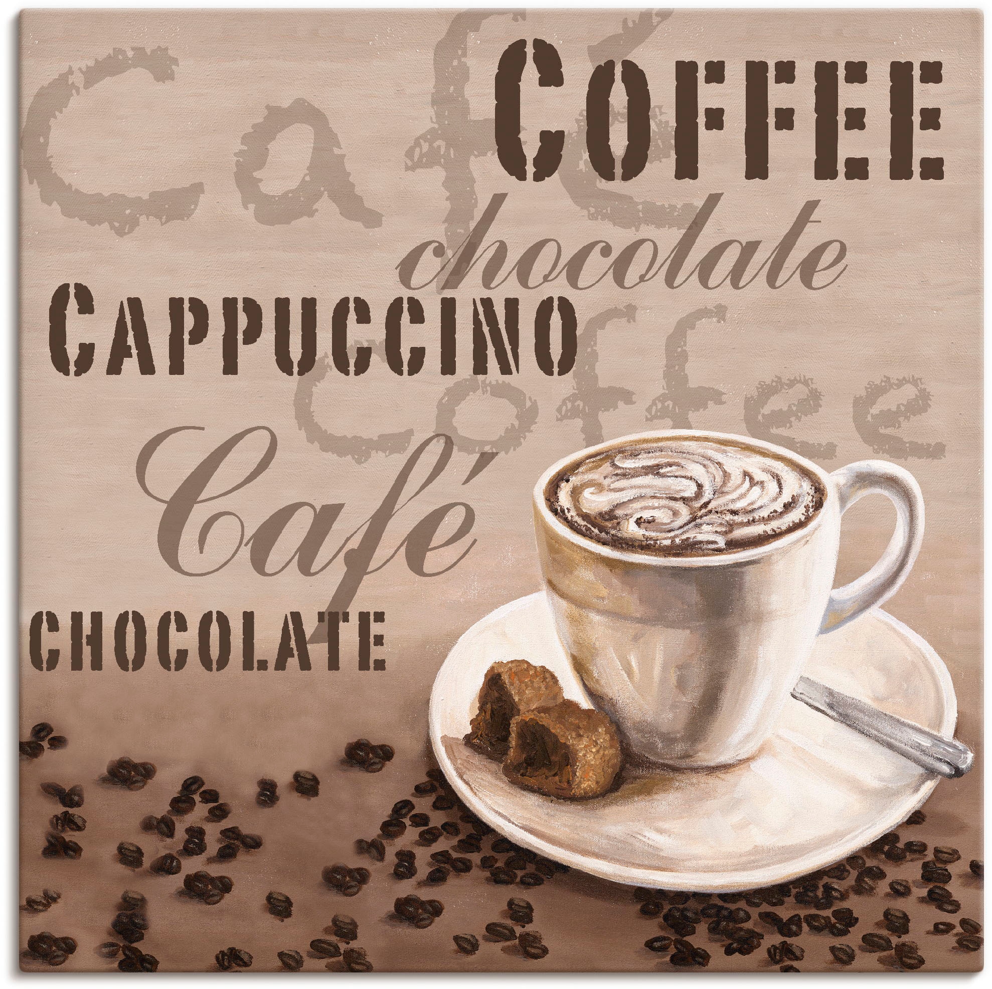 Image of Artland Leinwandbild "Schokolade - Cappucino" Getränke 1 Stk. tlg. auf Holzrahmen gespannt