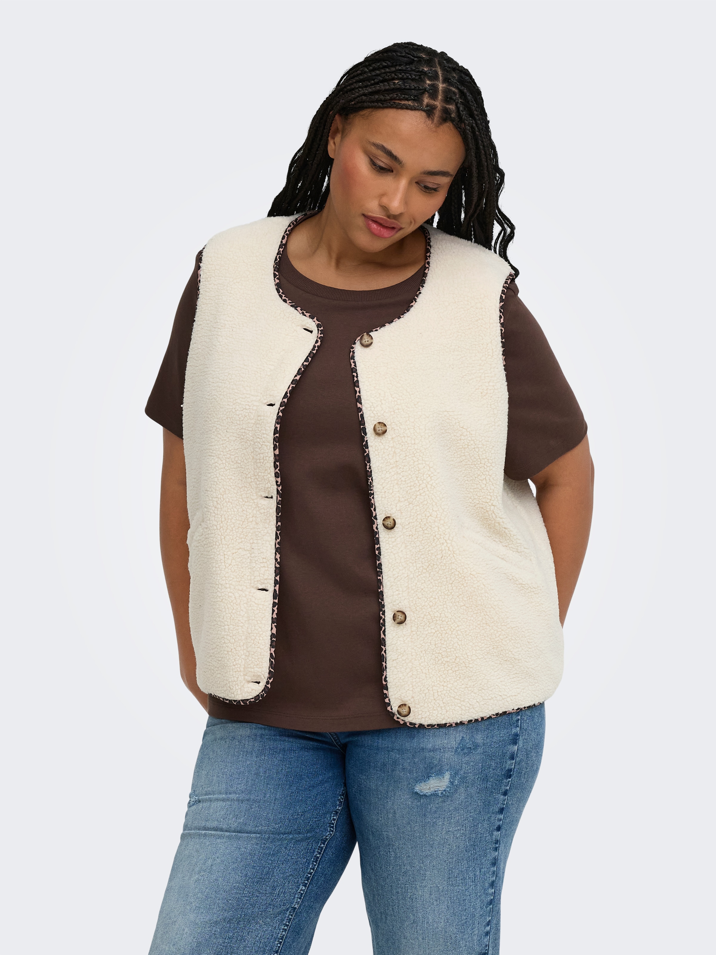 Image of ONLY CARMAKOMA Plüschweste "CARBABY TEDDY VEST PNT" Kunstfaser