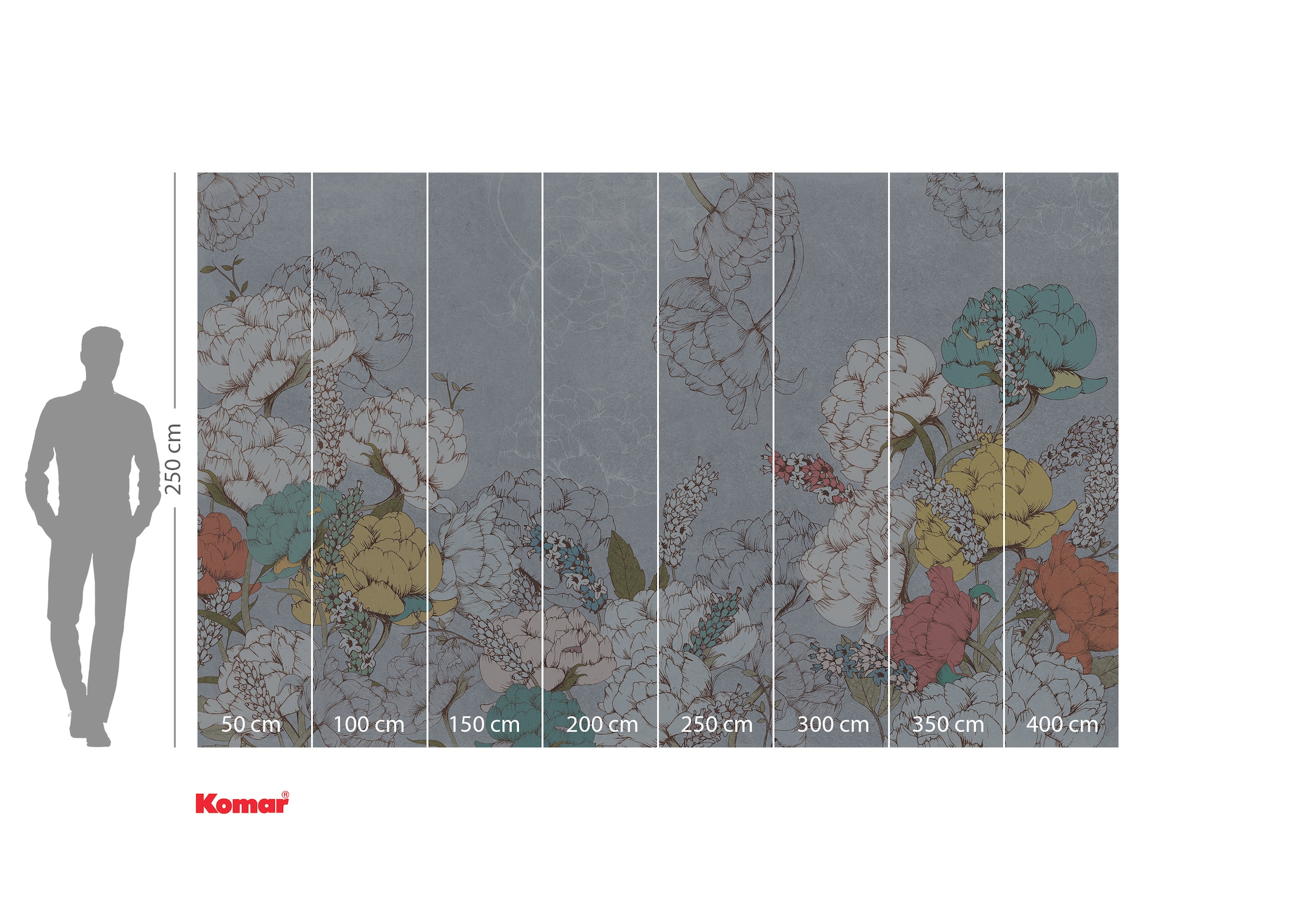 Komar Fototapete »Digitaldruck Vlies - Planting Peonies - Grösse 400 x 250 cm«, bedruckt-floral-geblümt-gemustert-tropisch, Wohnzimmer, Schlafzimmer