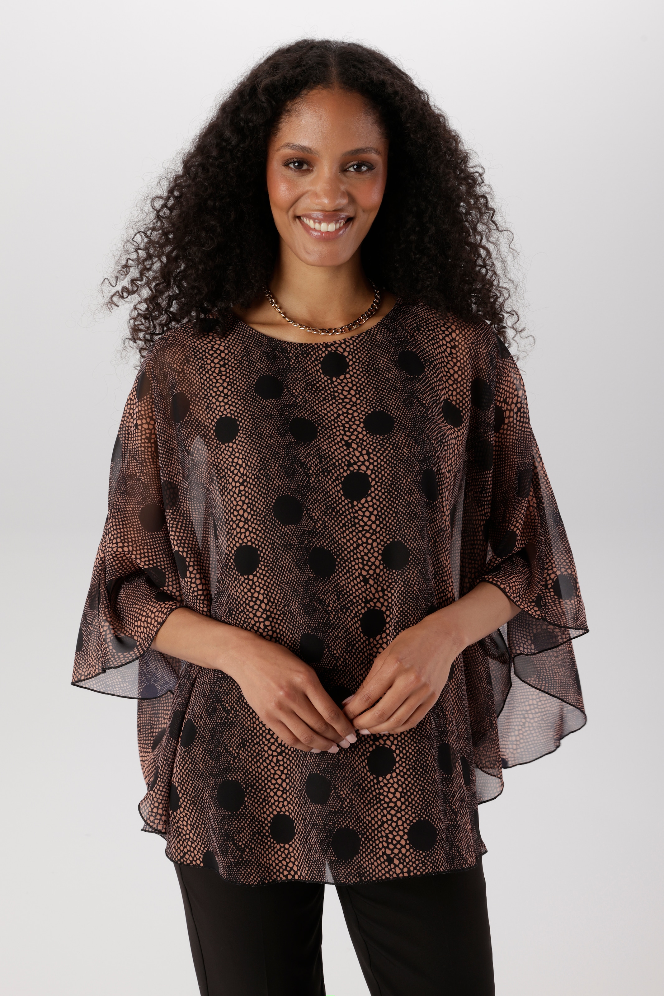Image of Aniston SELECTED Chiffonbluse im modischen Lagenlook und Animalprint - NEUE KOLLEKTION