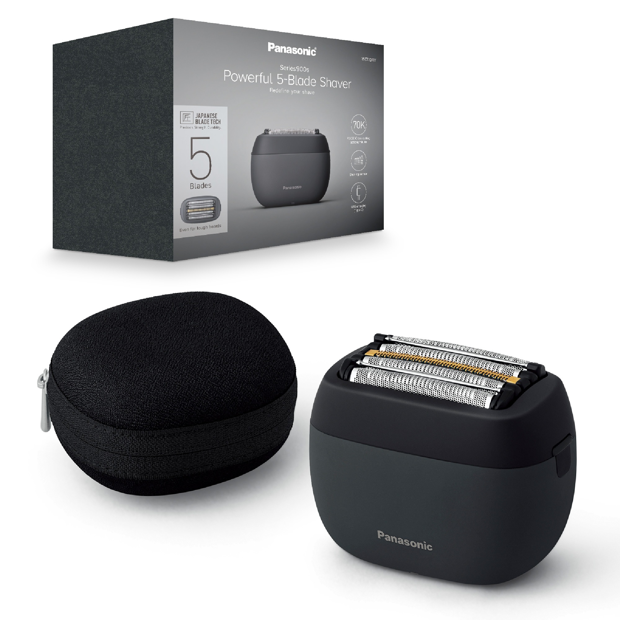 Image of Panasonic Elektrorasierer "ES-PV3B-K803" Kompakt, 5 Edelstahlklingen, USB-Laden (Typ-C), Bartdichten-Sensor+