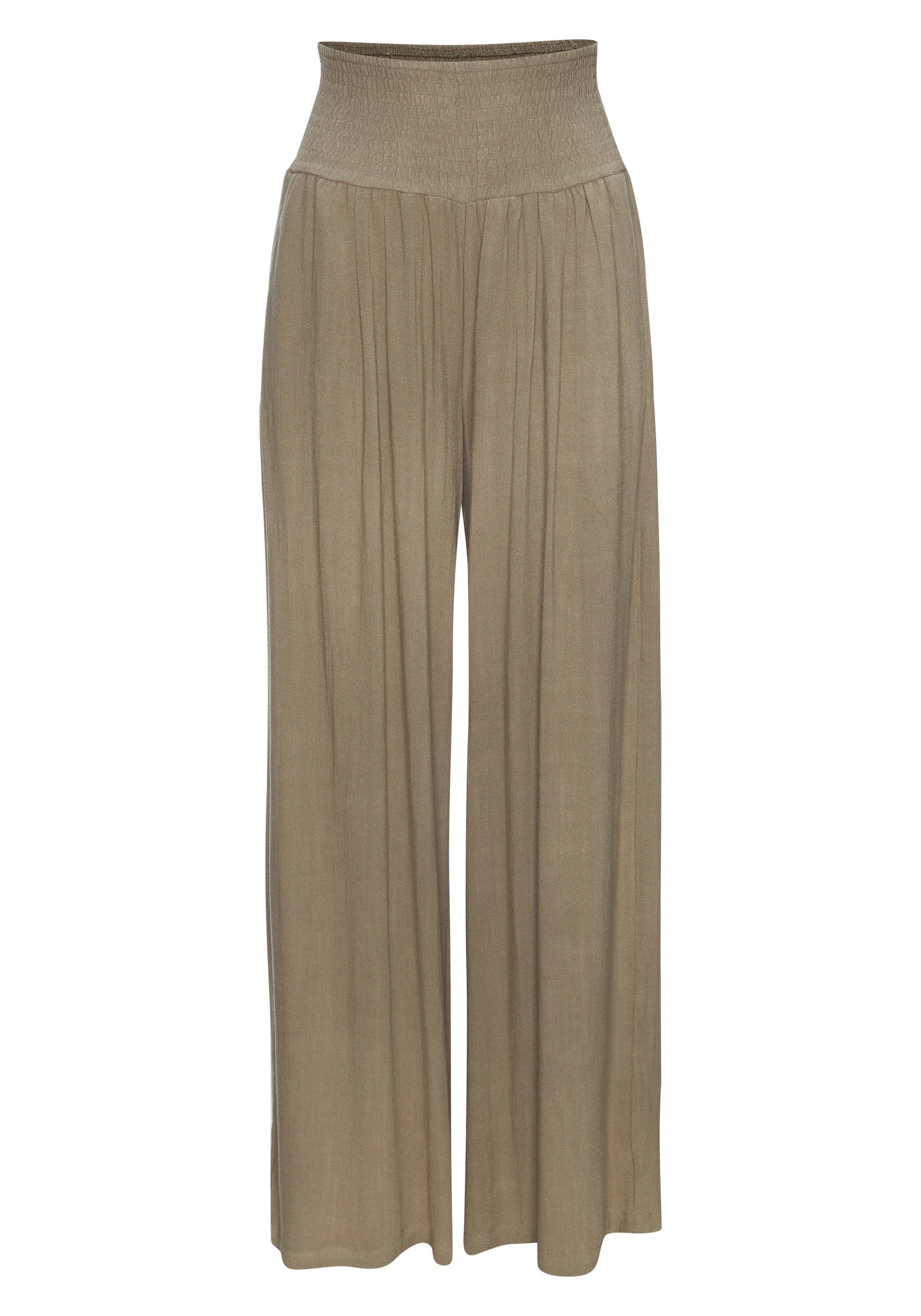 French Connection Leinenhose »mit hohem Smokbund«  weite Palazzohose für den Sommer, lockere Schlupfhose, Strandhose