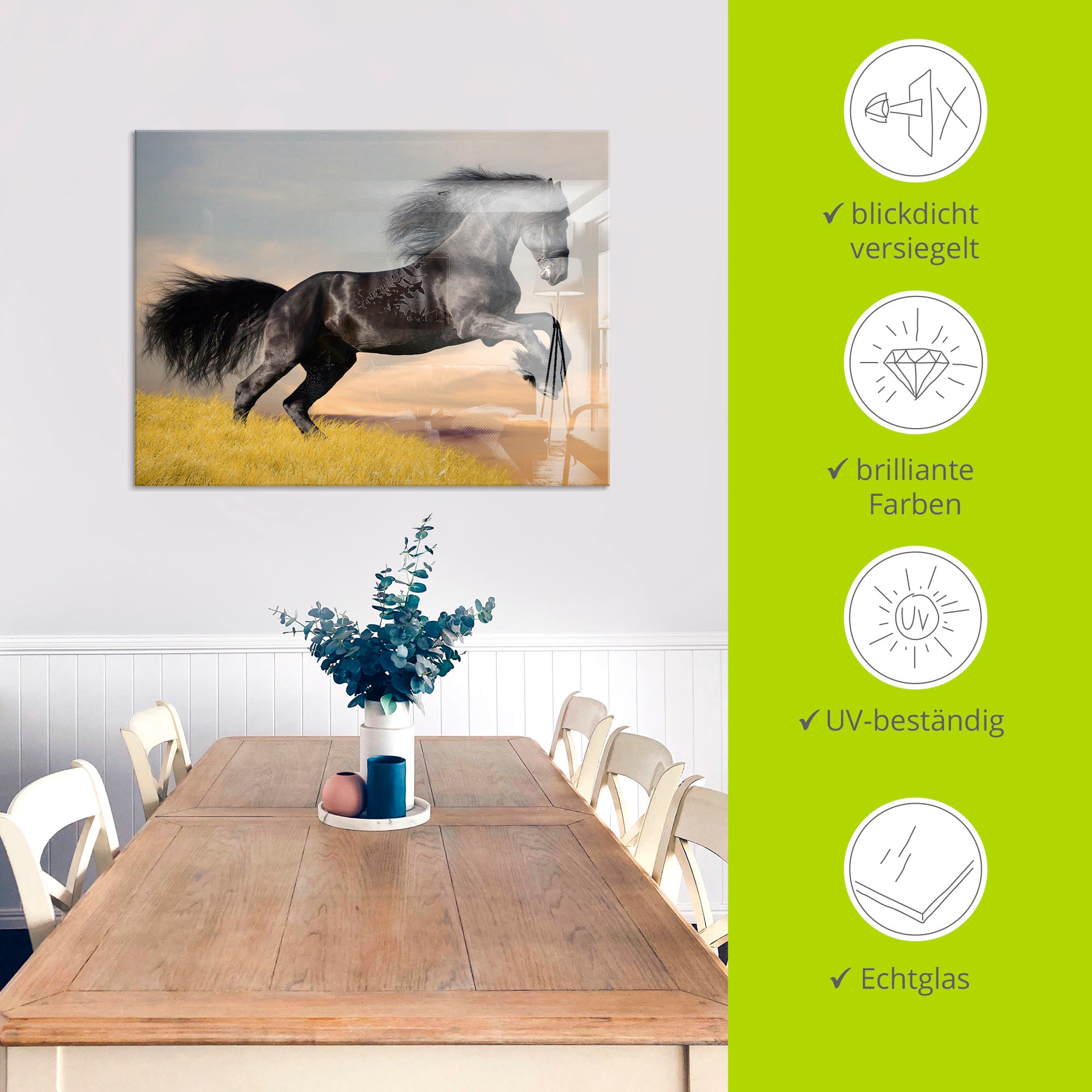 Artland Tableau en verre »Friesischer Hengstgalopp« 1 cuis tlg. in verschiedenen Grössen