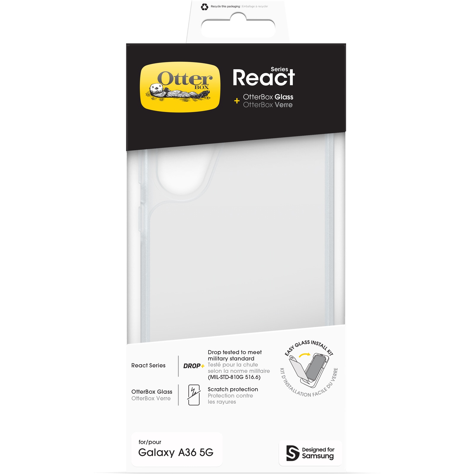 Otterbox Handyhülle »React Series + Glass für Galaxy A36 5G«, Samsung Galaxy A36 5G, Backcover, Schutzhülle, Handyschutzhülle, Case, Schutzcase, stossfest