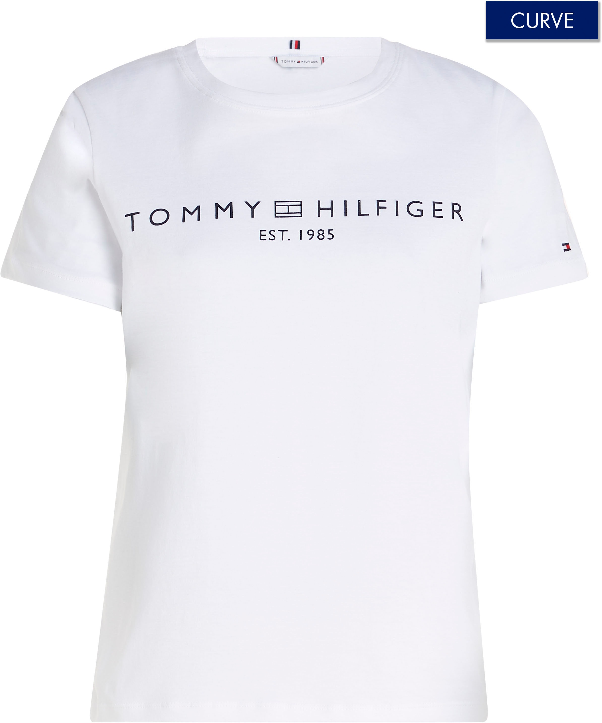 Tommy Hilfiger Curve Rundhalsshirt »CRV REG CORP LOGO C-NK SS«, mit Logostickerei am Ärmel