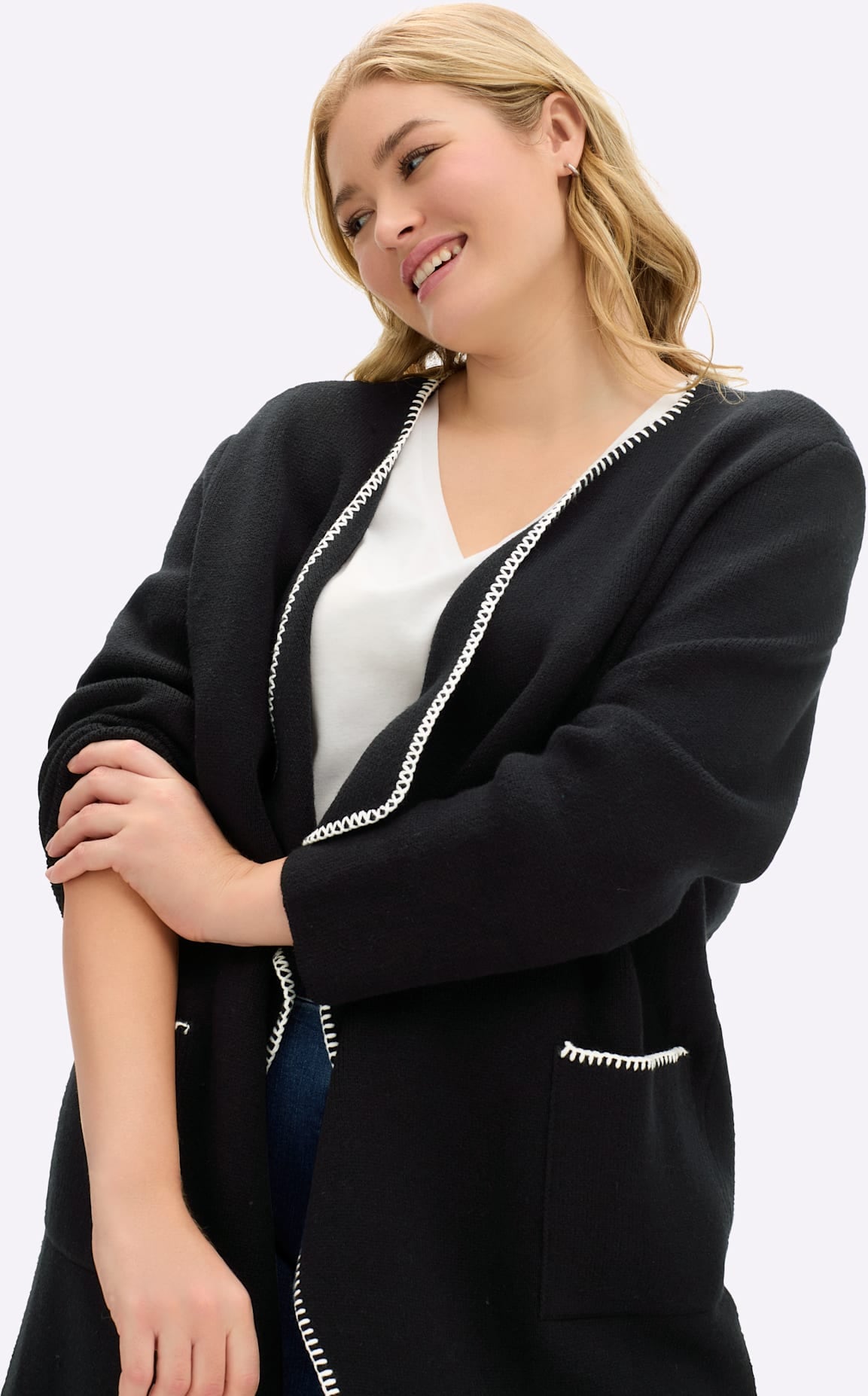 Sheego Jacquardstrickjacke
