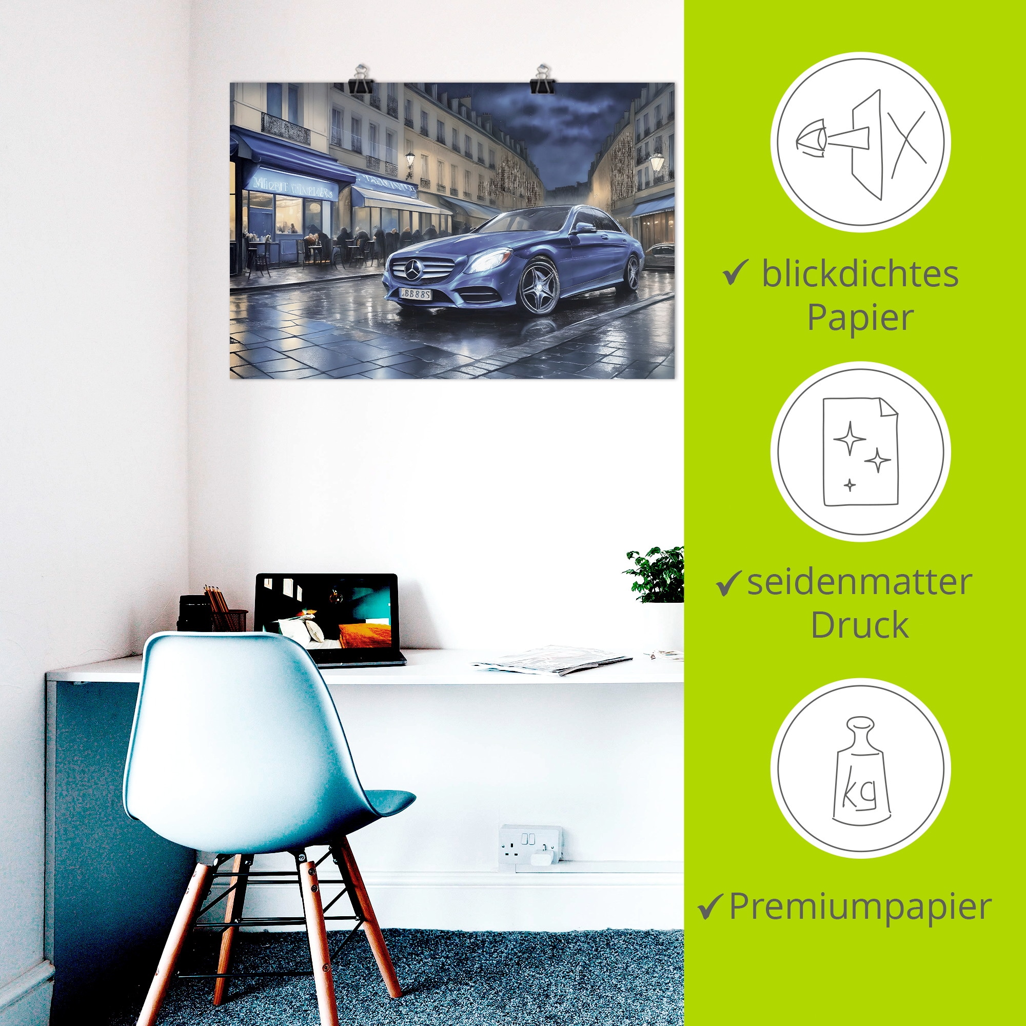 Artland Wandbild »Mit dem Mercedes nach Paris« Auto 1 Stk. tlg. als Alubild, Leinwandbild, Poster, Wandaufkleber in verschied. Grössen