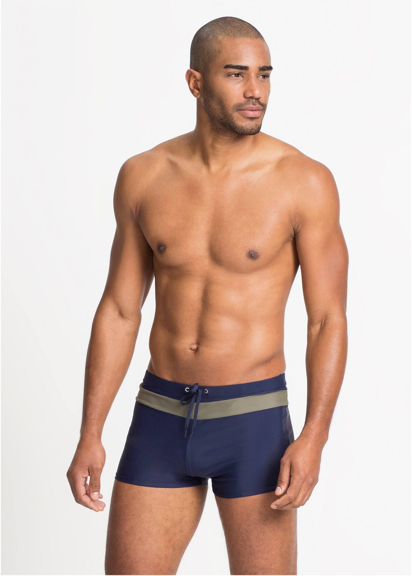 Image of bonprix Badehose mit Bindeband am Bund, bequeme Passform, mit Kontraststreifen